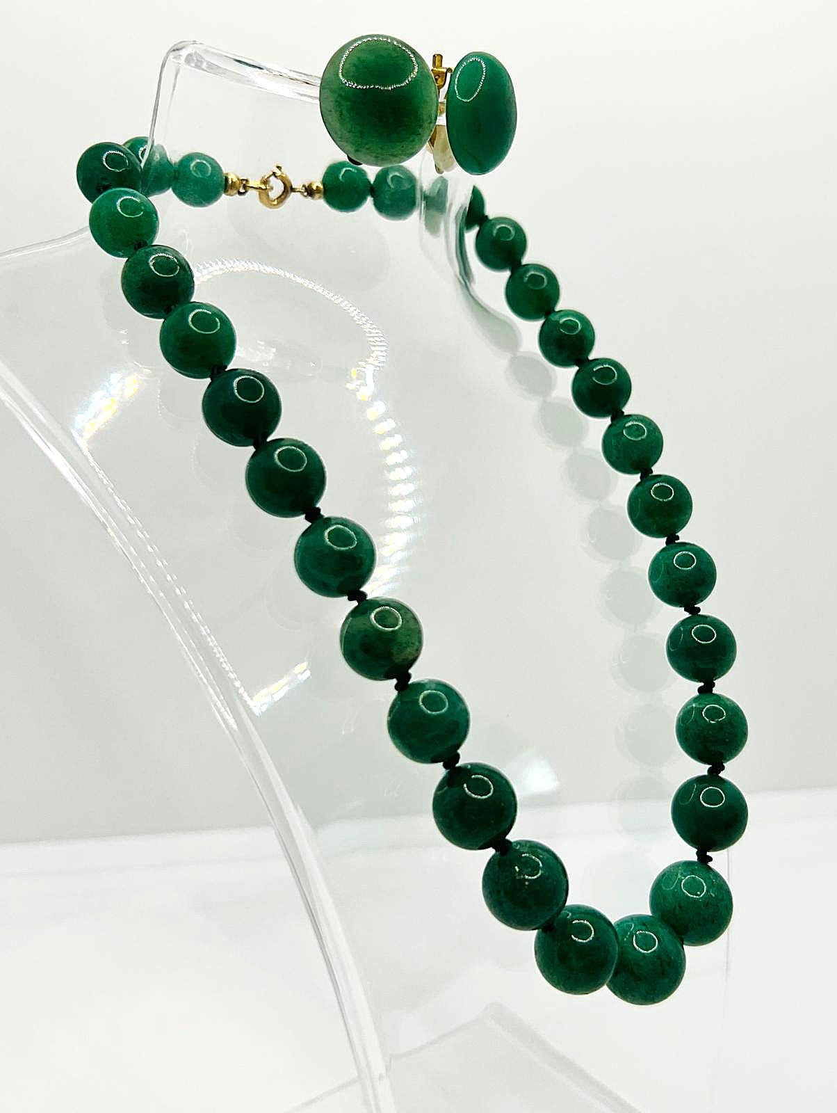 Aventurin Kette mit vergoldeten Ohrclips
