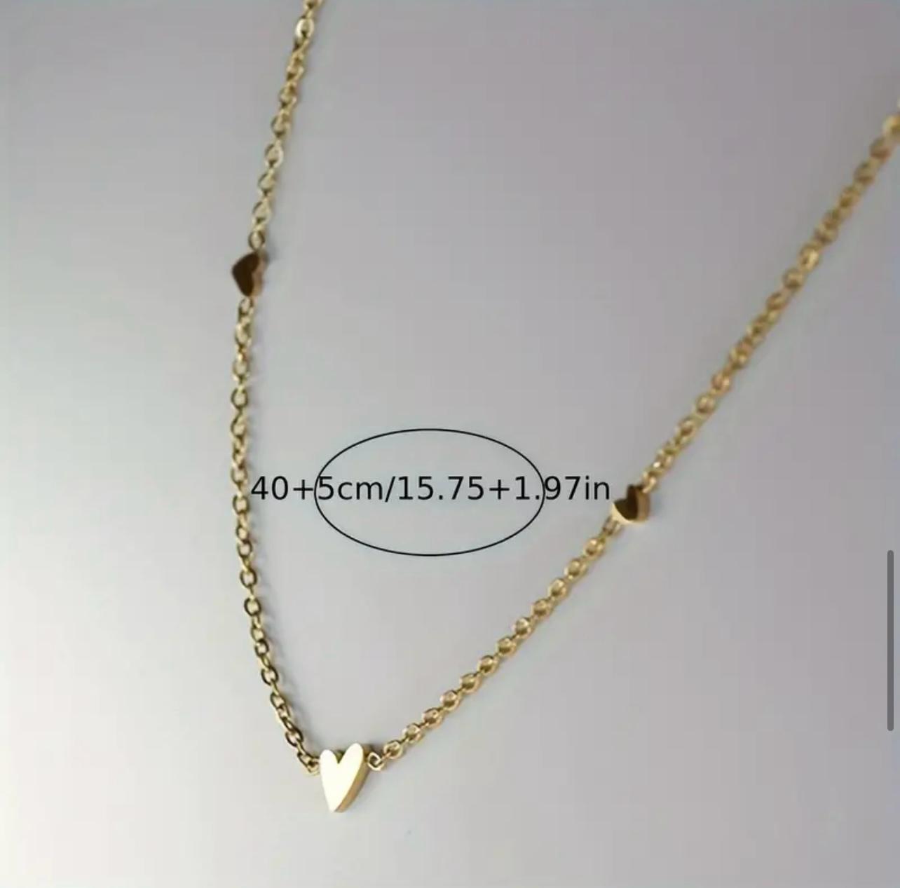 Minimalist Classy Heart Necklace 18 Carat Gold Plated Stainless Steel Chain