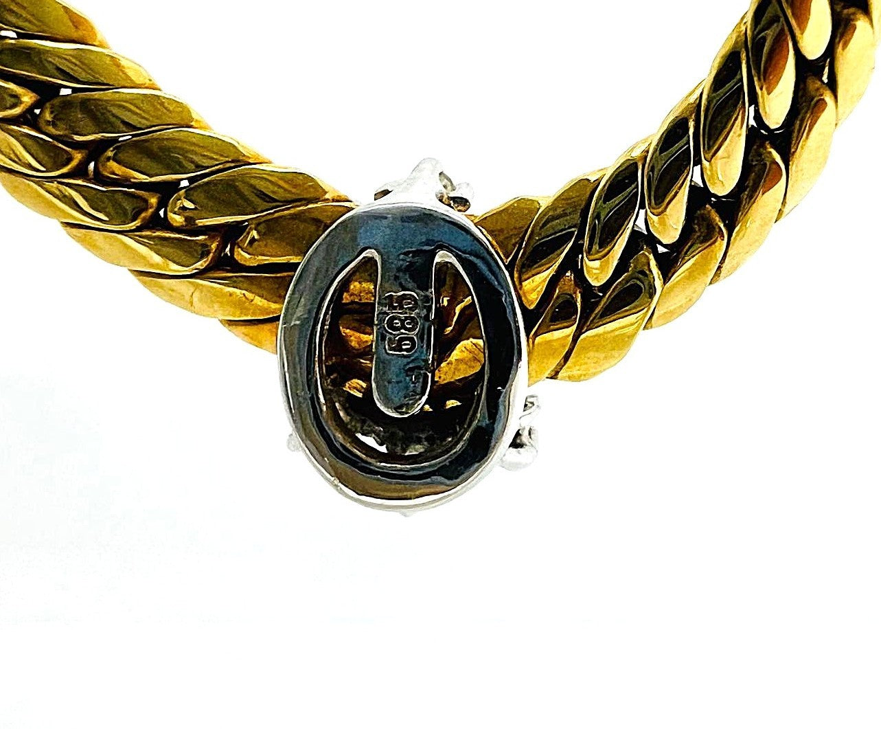 Collier 585er Gold Blue Sapphire & 8 Brillanten