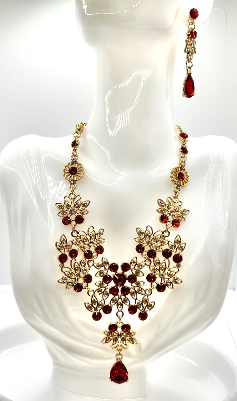 Diadem-Set mit Roten und Weißen Strasssteinen