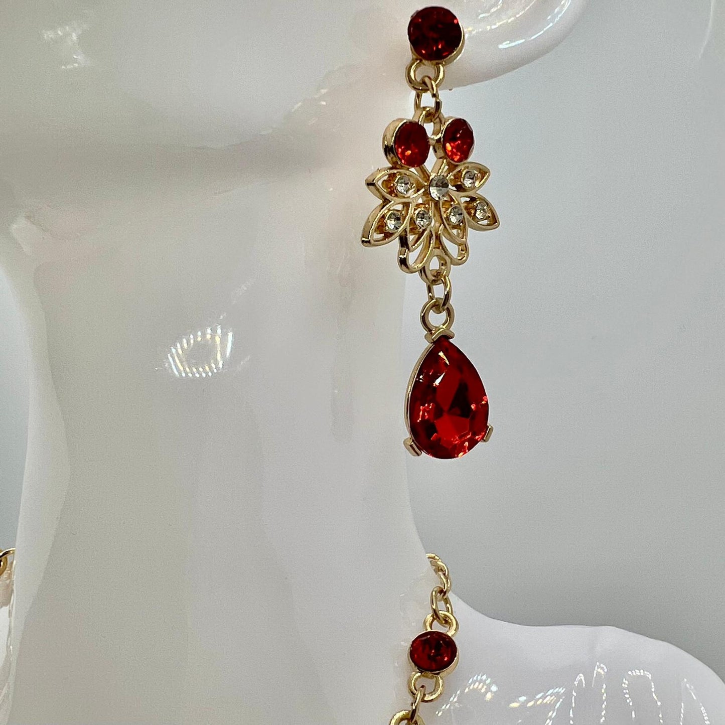 Diadem-Set mit Roten und Weißen Strasssteinen