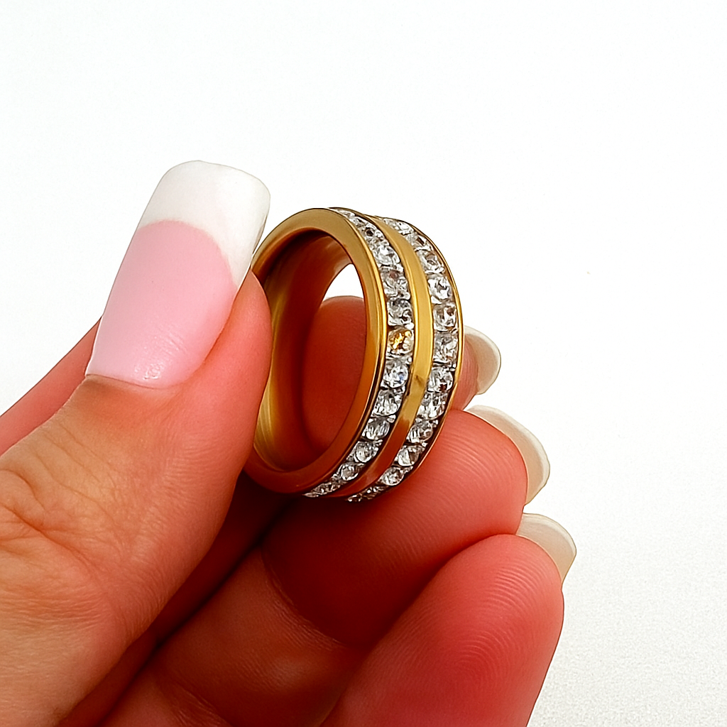 Zirkon Ring aus Edelstahl Wasserfest
