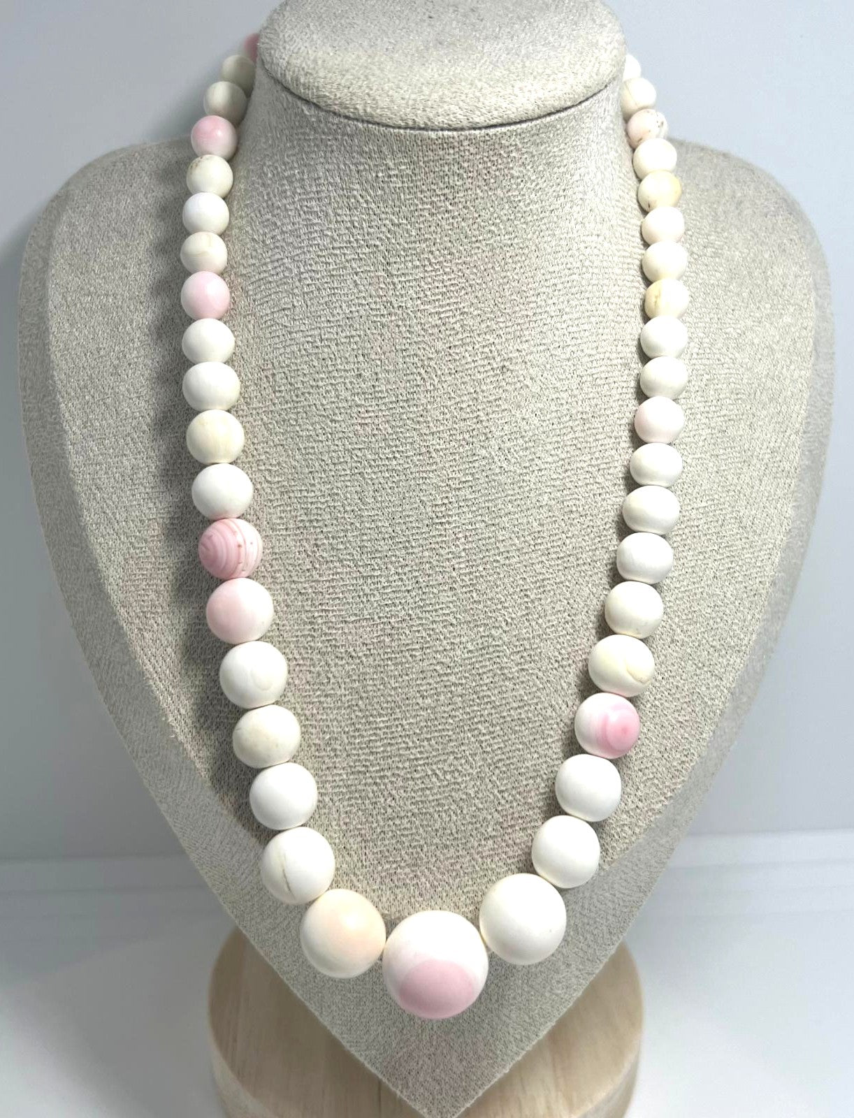 Angel skin coral necklace Art Deco with 835 silver | Vintage jewelry unique piece 68.26g