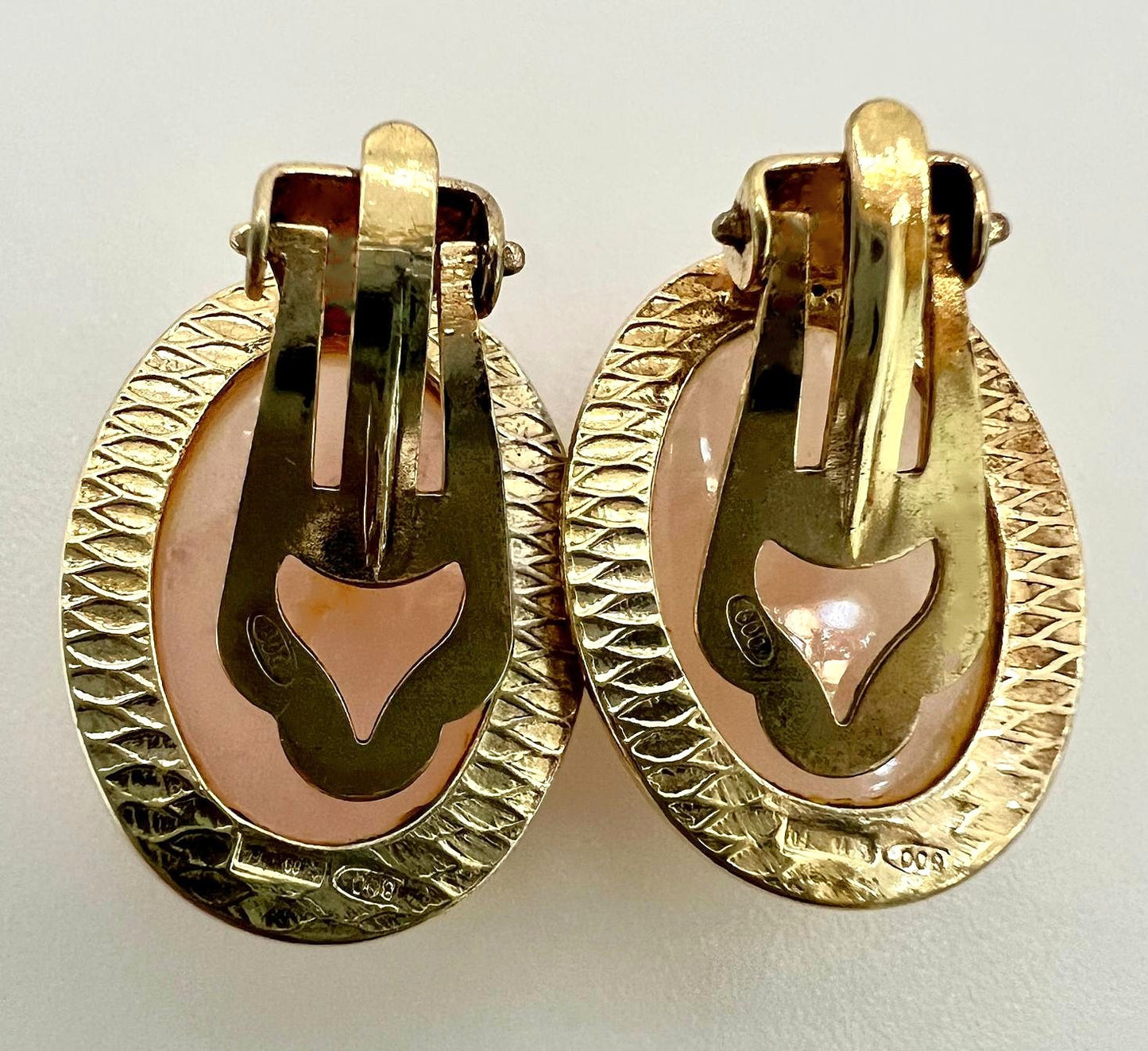 Ohrclips 800er Silber vergoldet mit Rosenquarz