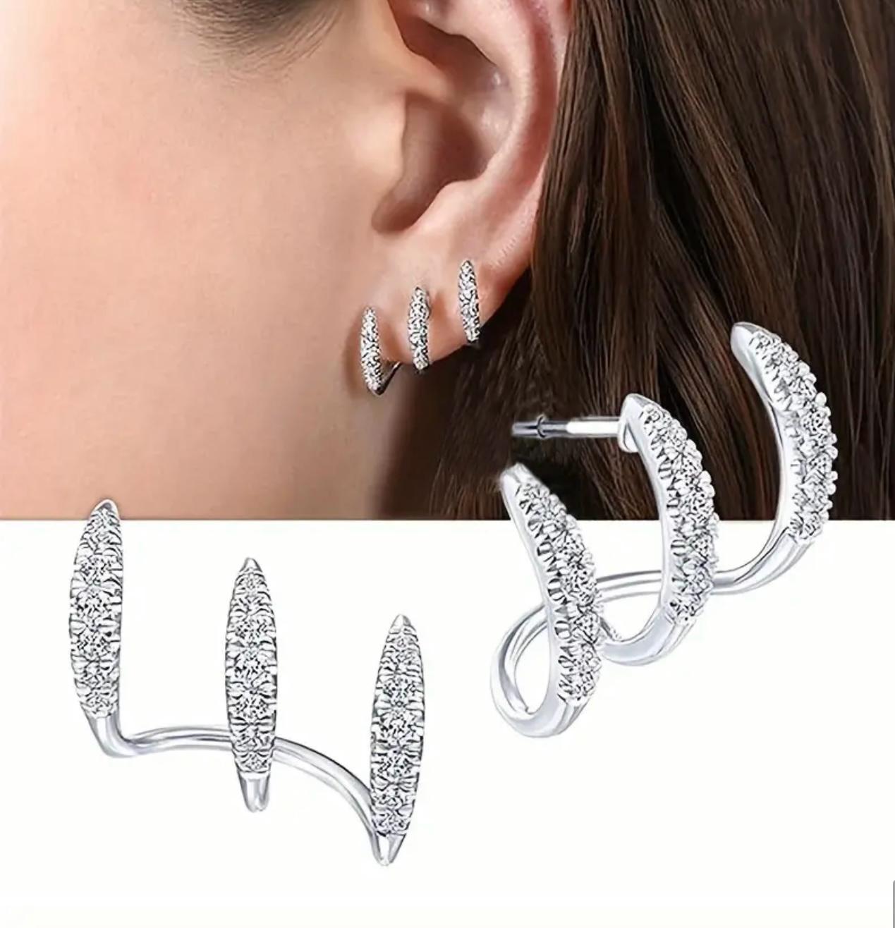 Ohrstecker Dreier Rippenreihe