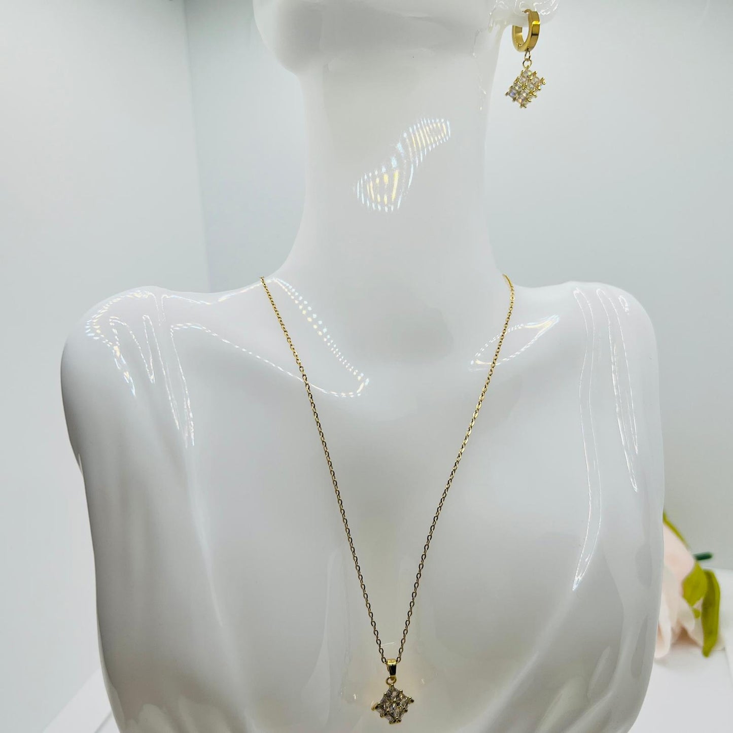 Set Zirkon 18 Karat Vergoldet