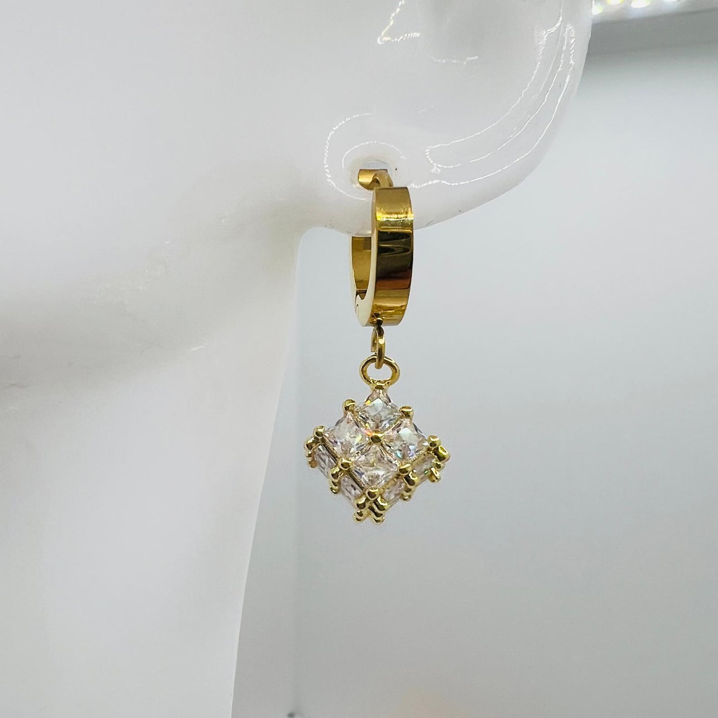 Quadratische Set Zirkon Edelstahl