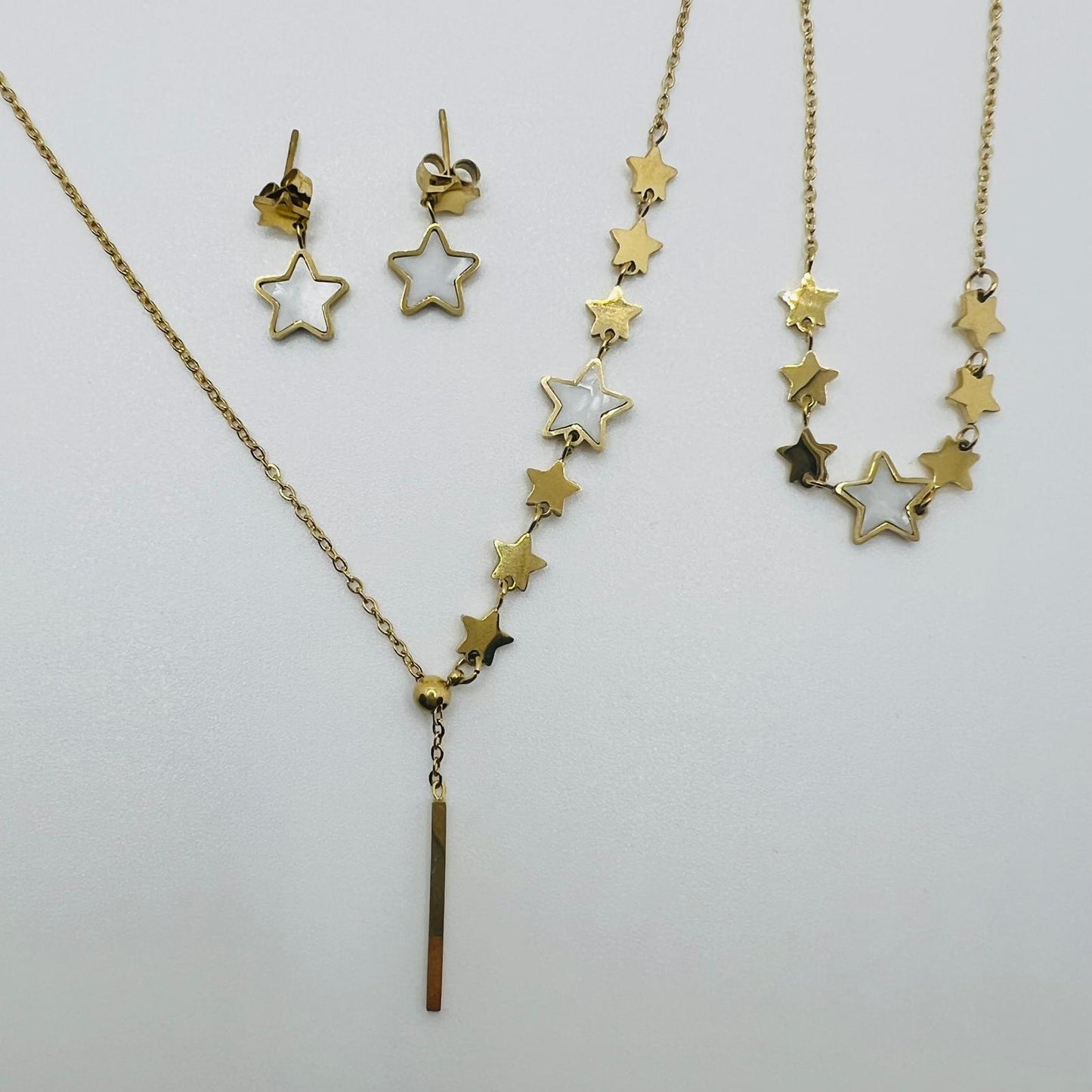 Sternen Schmuck Set 18 Karat Vergoldet