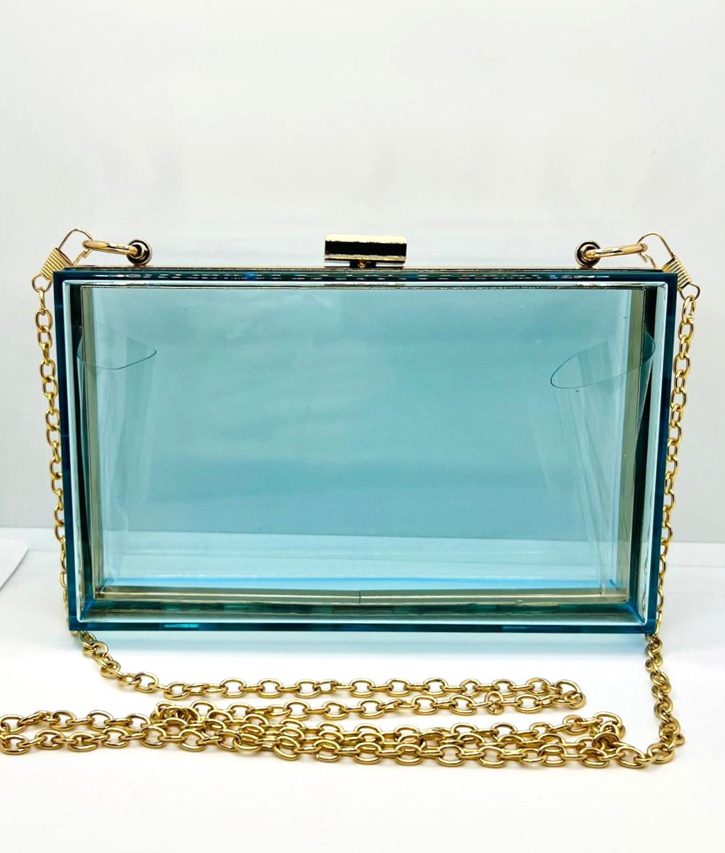 Transparente blaue Acryl-Clutch