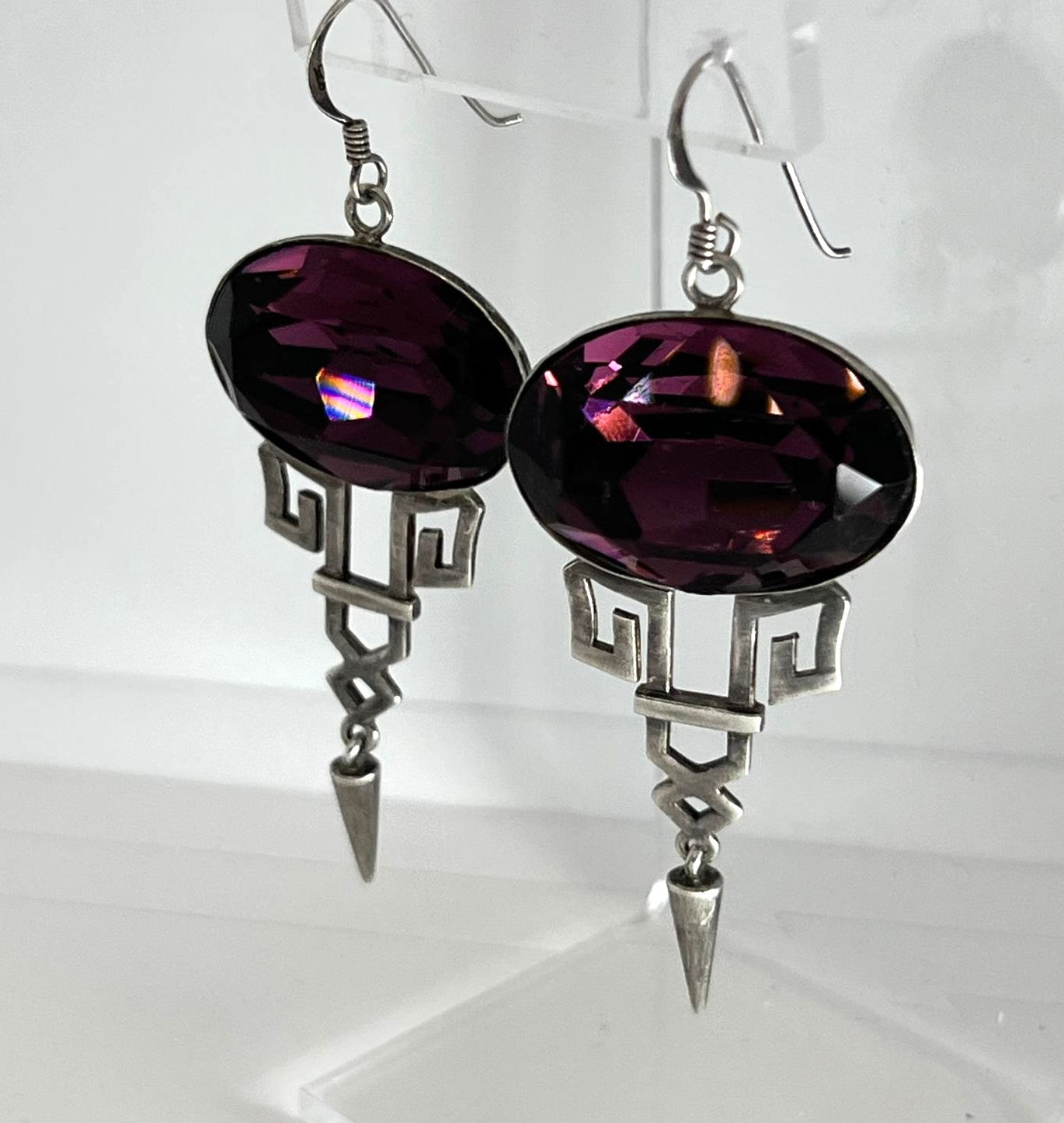 Vintage Amethyst Ohrringe 925 Silber