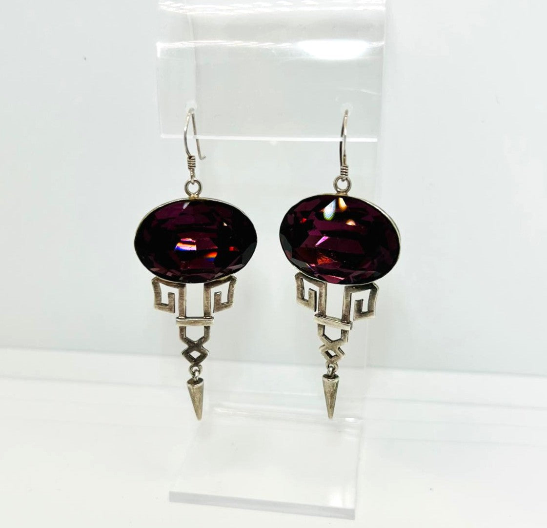 Vintage Amethyst Ohrringe 925 Silber