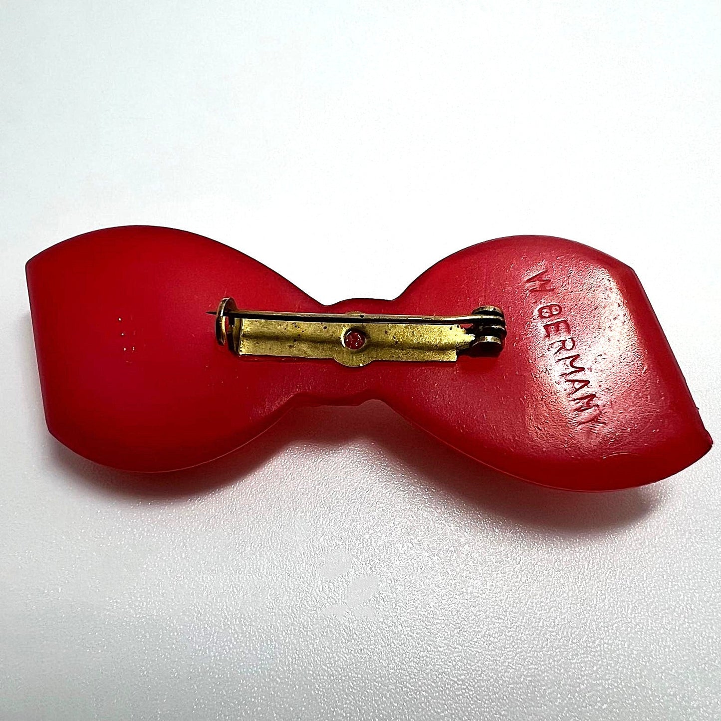 Vintage Brosche Schleifenform rot