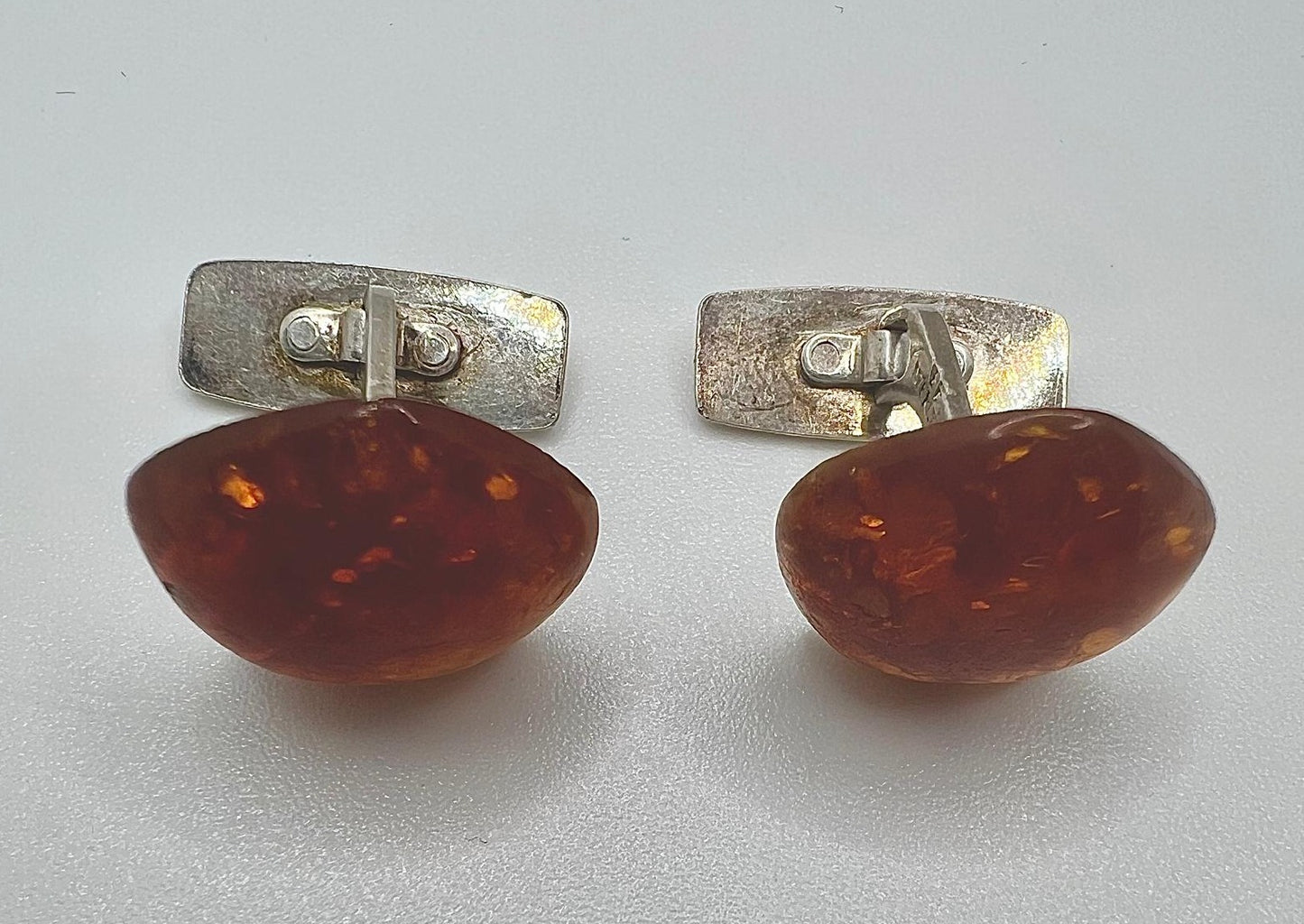 Vintage Manschettenknöpfe Sterling Silber mit Bernstein
