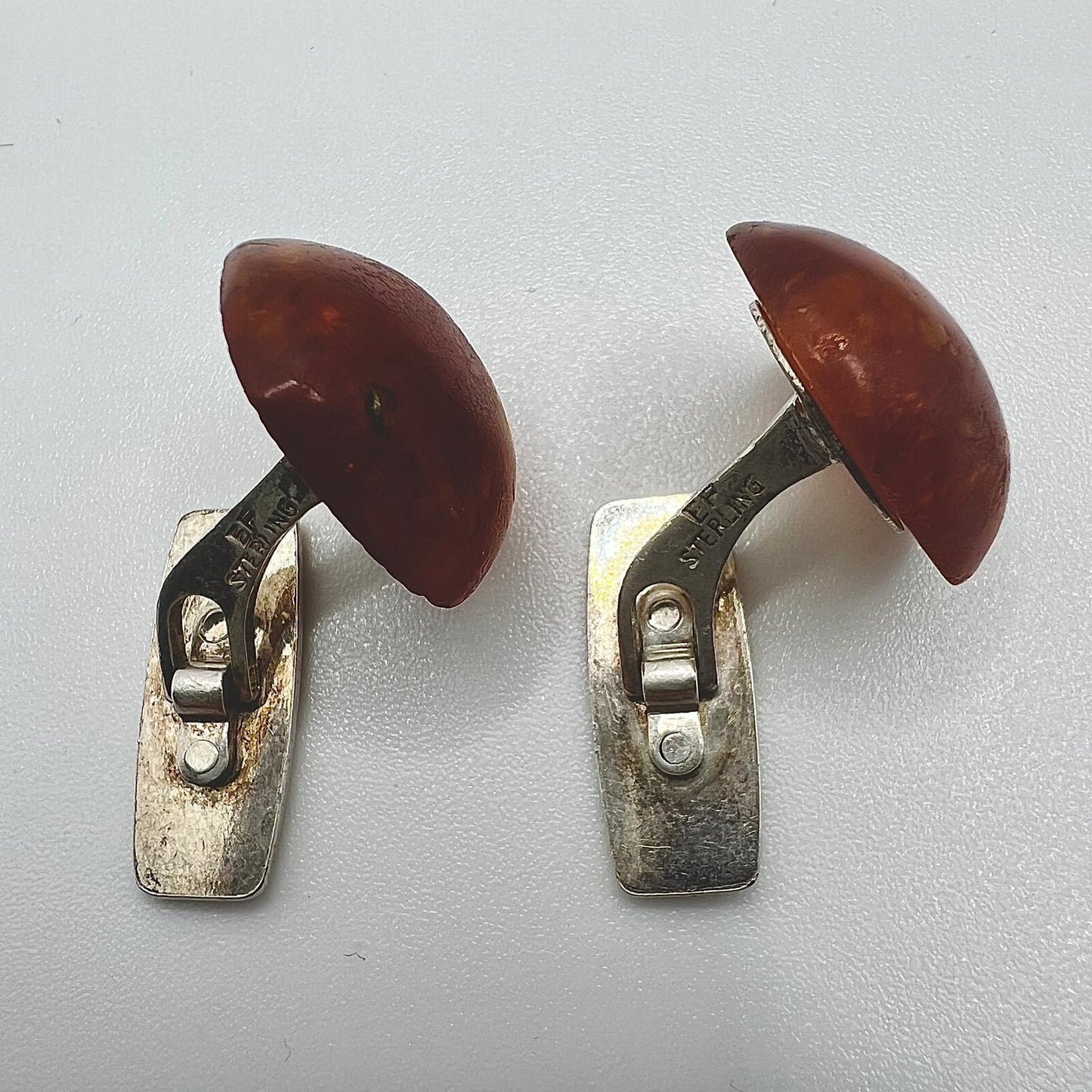 Vintage Manschettenknöpfe Sterling Silber mit Bernstein
