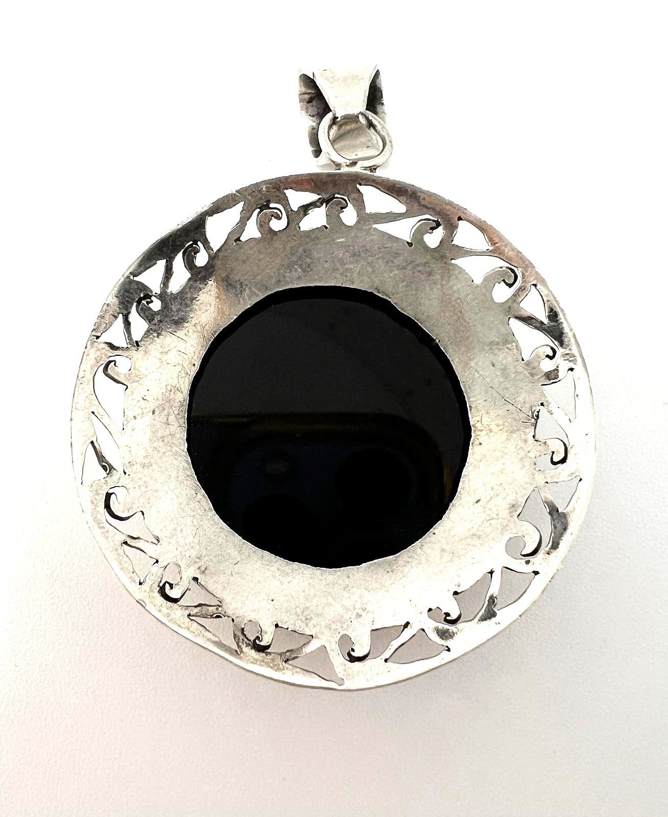 Vintage XL Onyx Anhänger 925 Silber