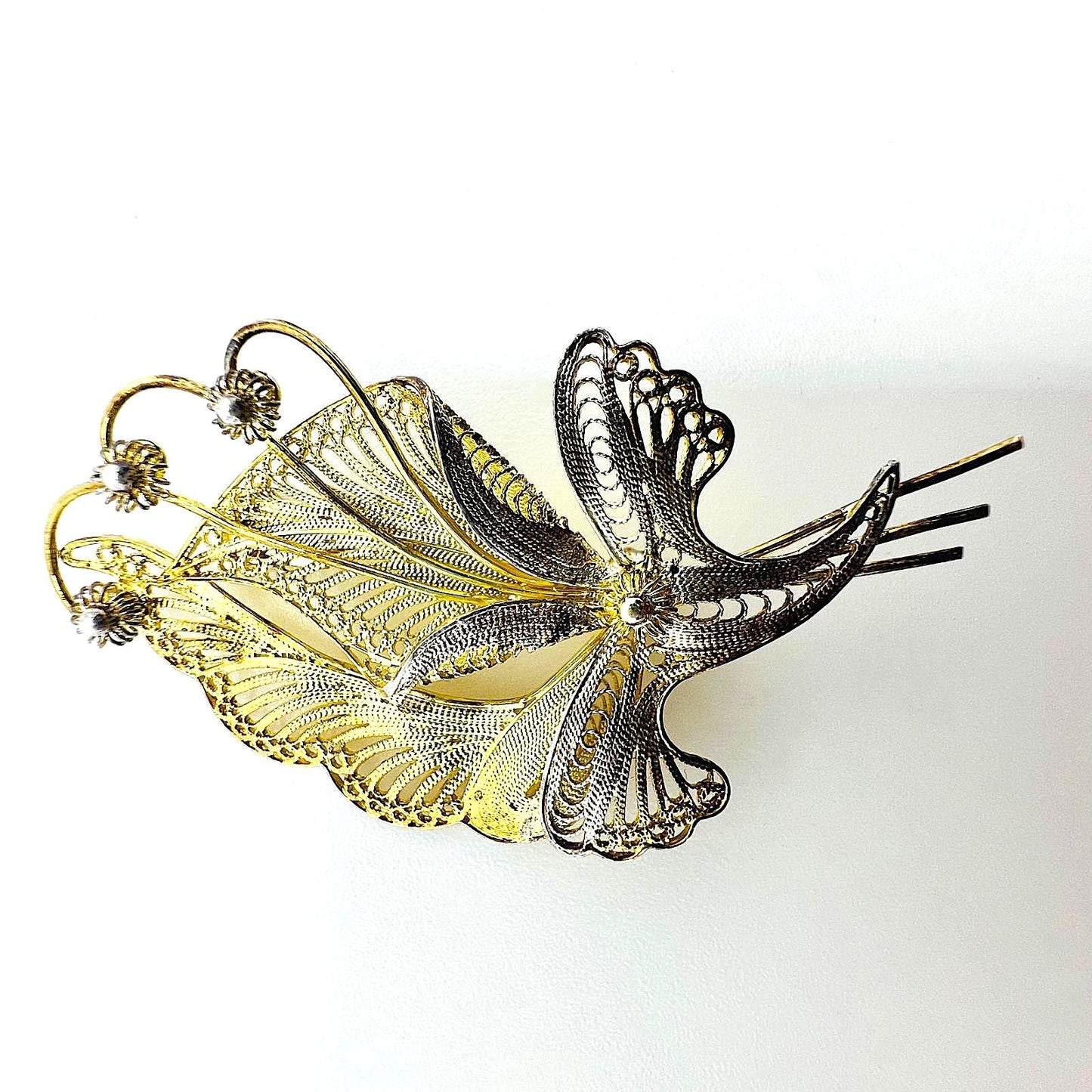 925 Silber Filigran Brosche