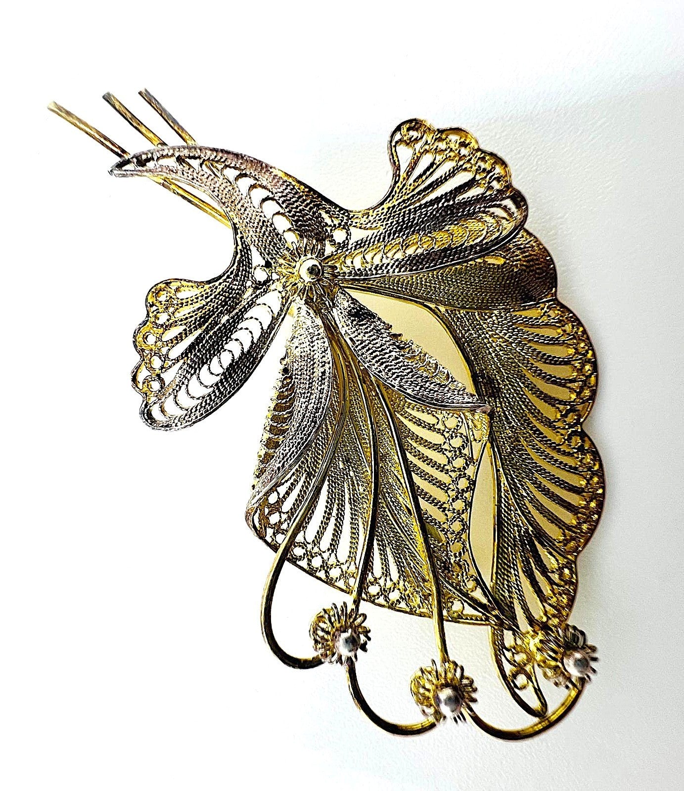 925 Silber Filigran Brosche