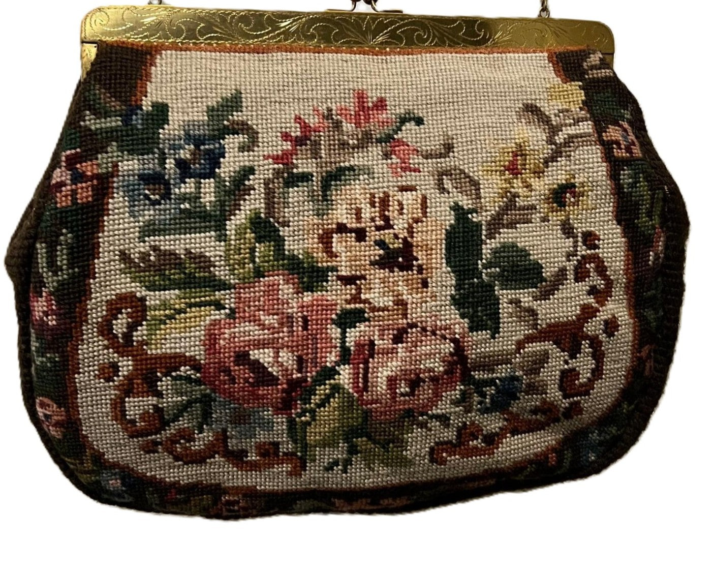 Antike Art Déco Petit Point Handtasche