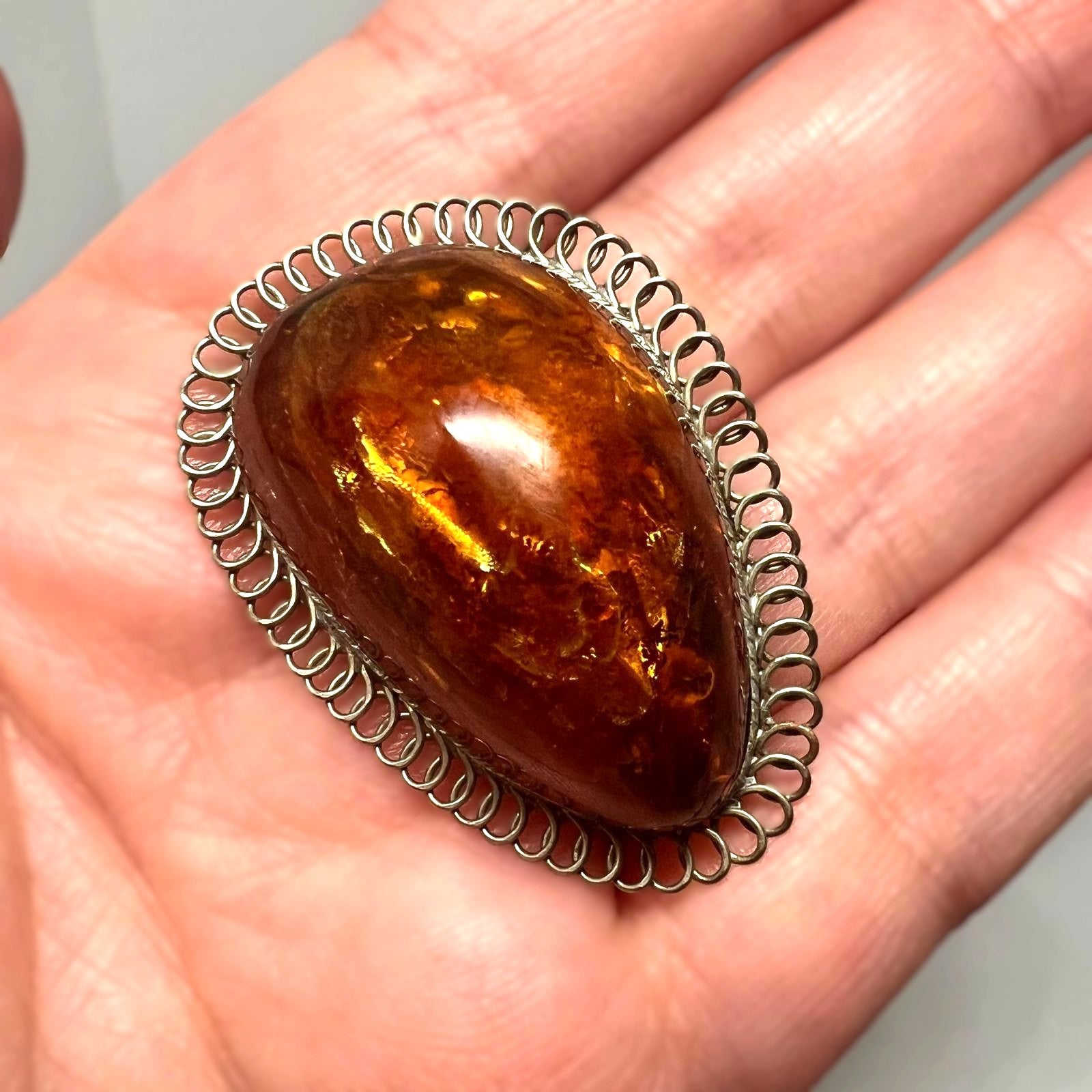 Antike Jugendstil Bernsteinbrosche