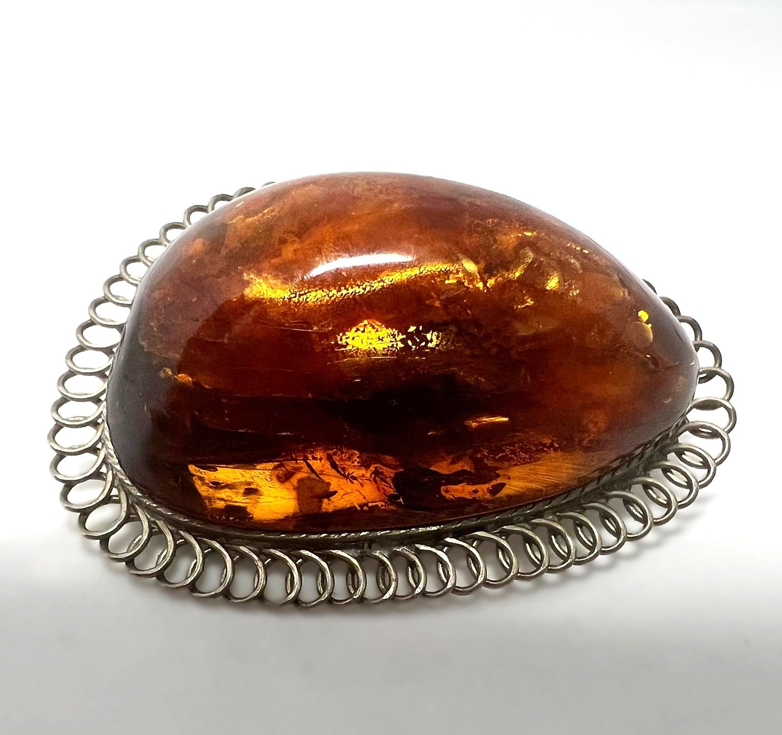 Antike Jugendstil Bernsteinbrosche