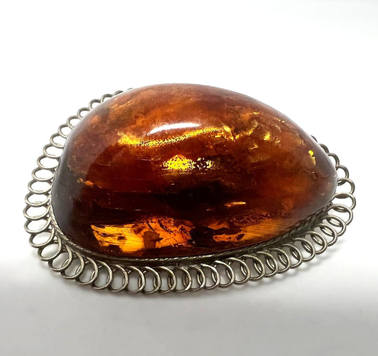 Antike Jugendstil Bernsteinbrosche