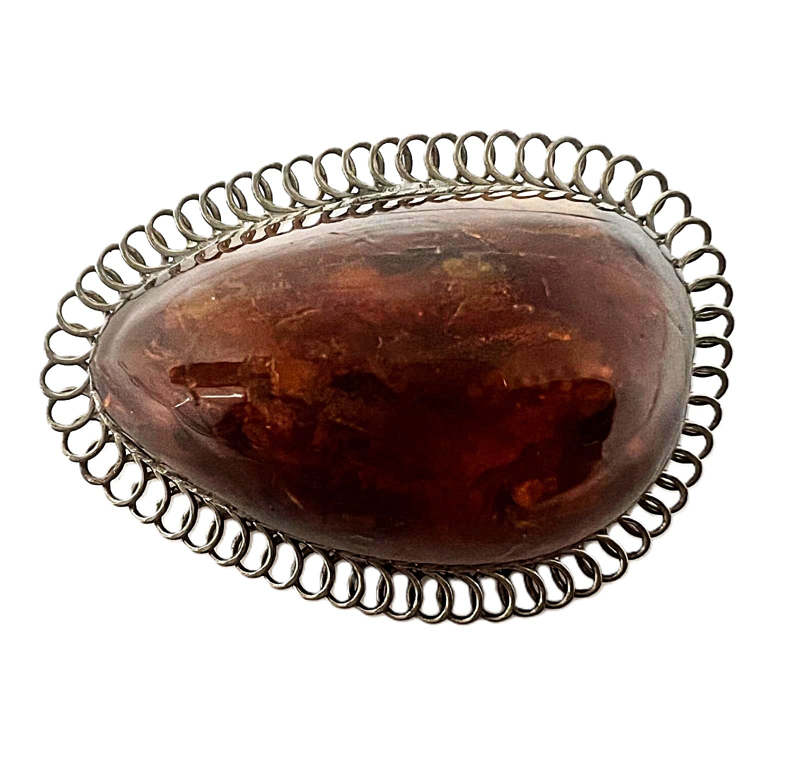 Antike Jugendstil Bernsteinbrosche