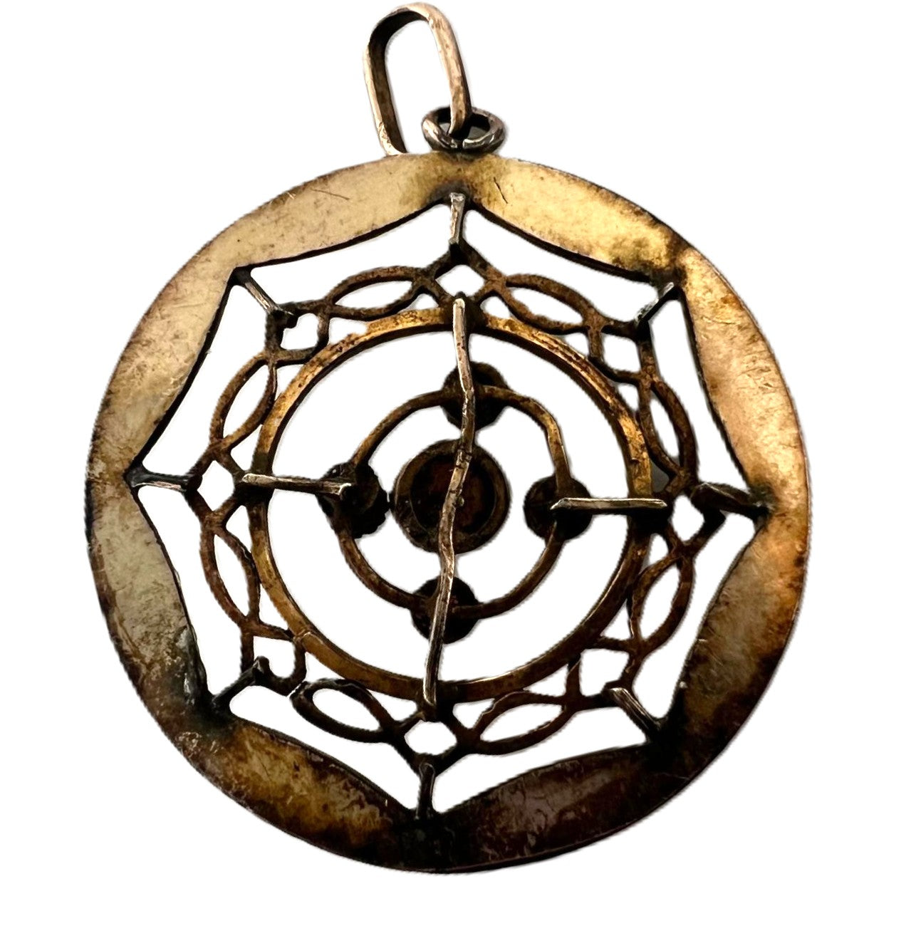 Antiker Tombak-Anhänger mit Milchopal & Granat