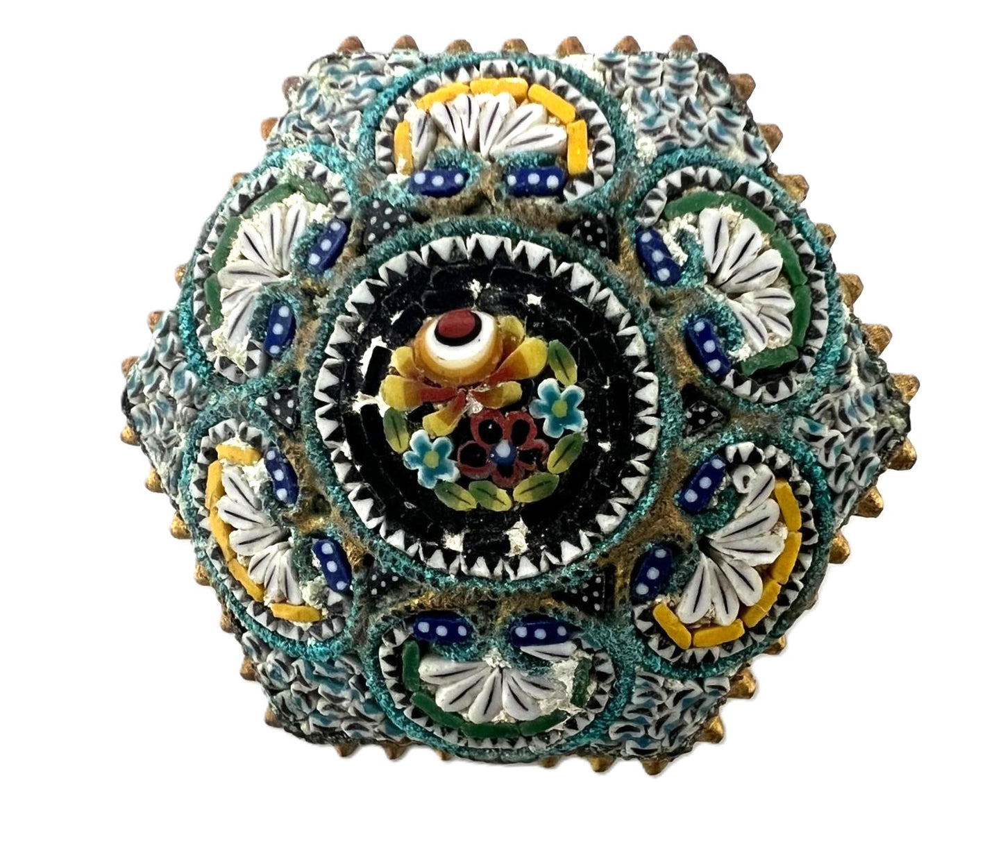 Antike Mikromosaik-Brosche Biedermeier