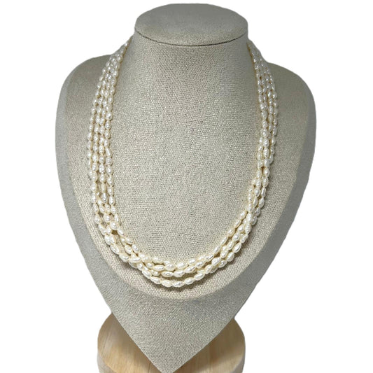 Art-Déco Collier 4-reihig mit Süßwasserperlen