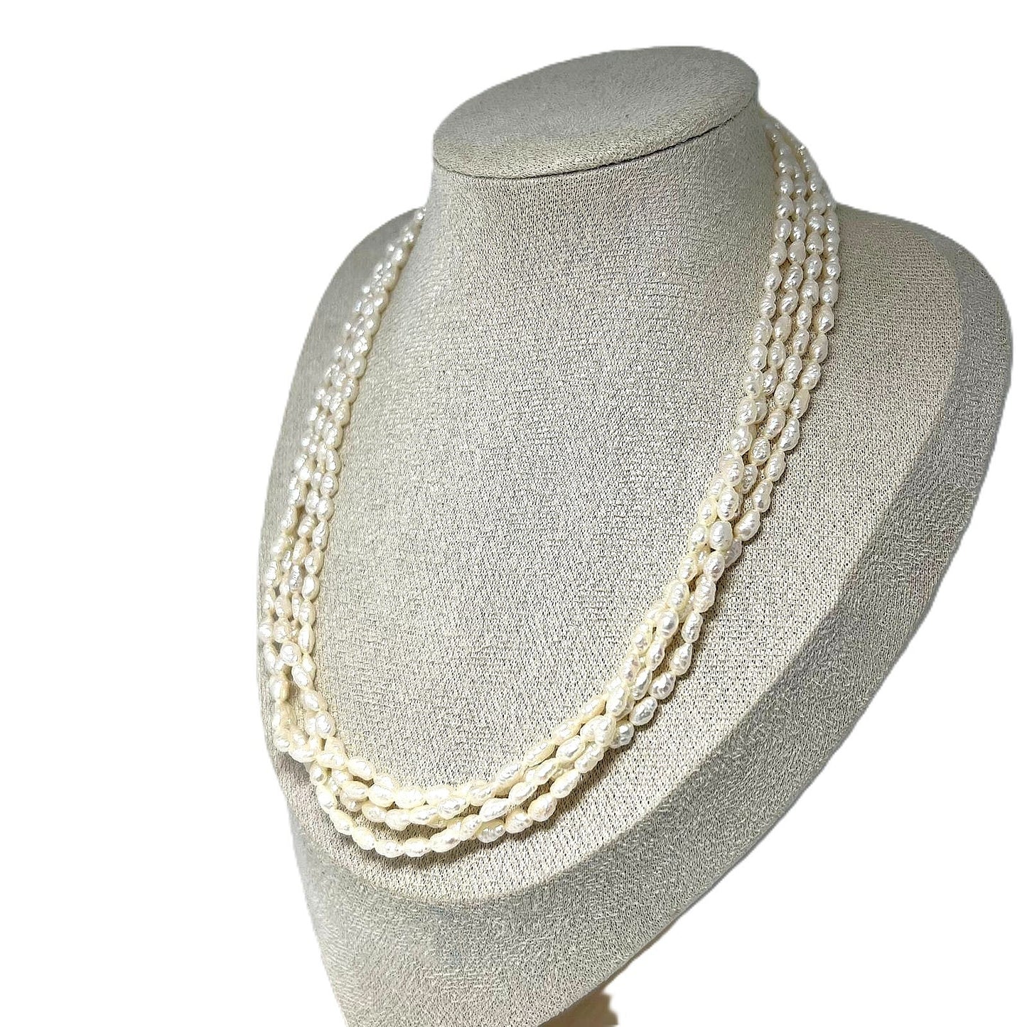 Art-Déco Collier 4-reihig mit Süßwasserperlen