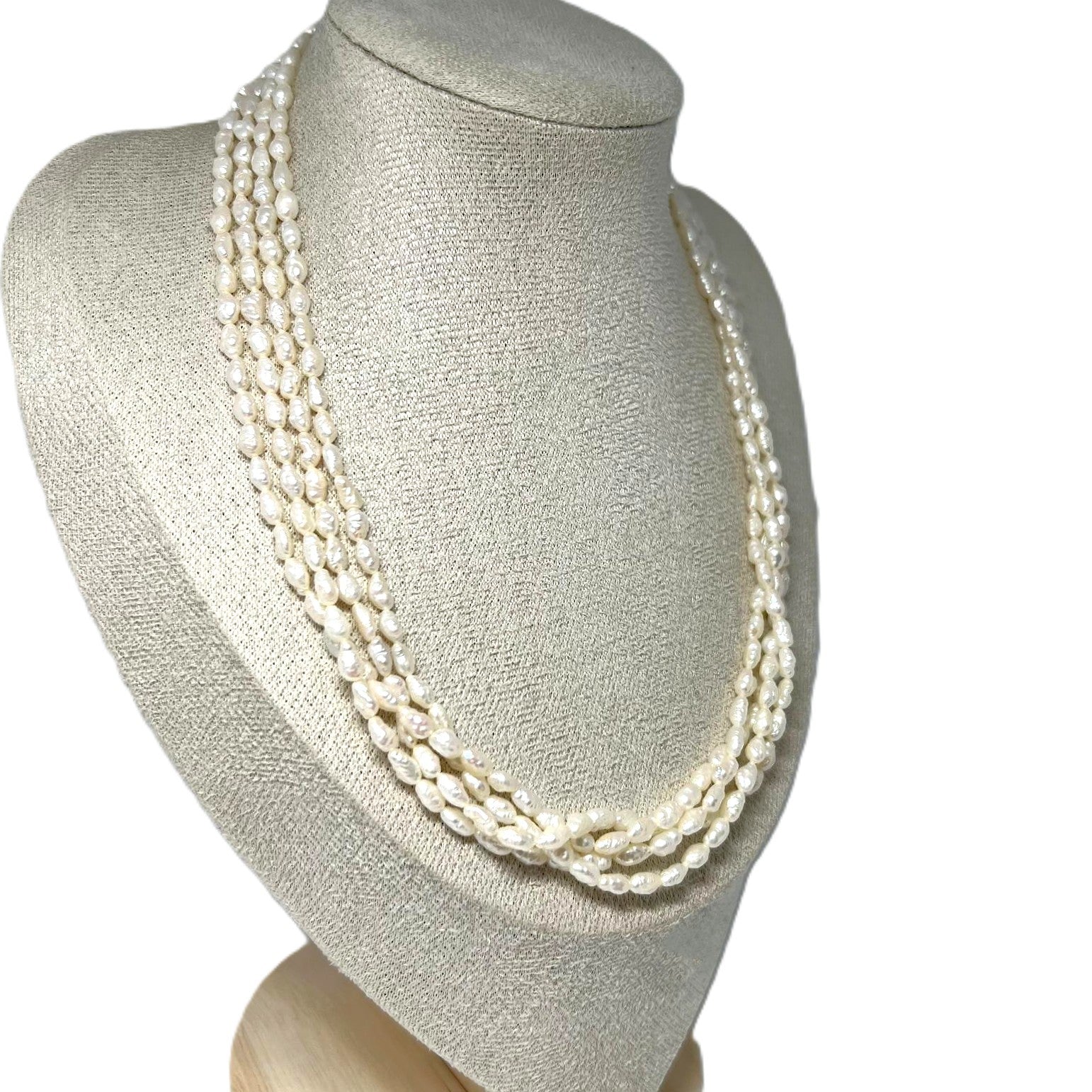 Art-Déco Collier 4-reihig mit Süßwasserperlen