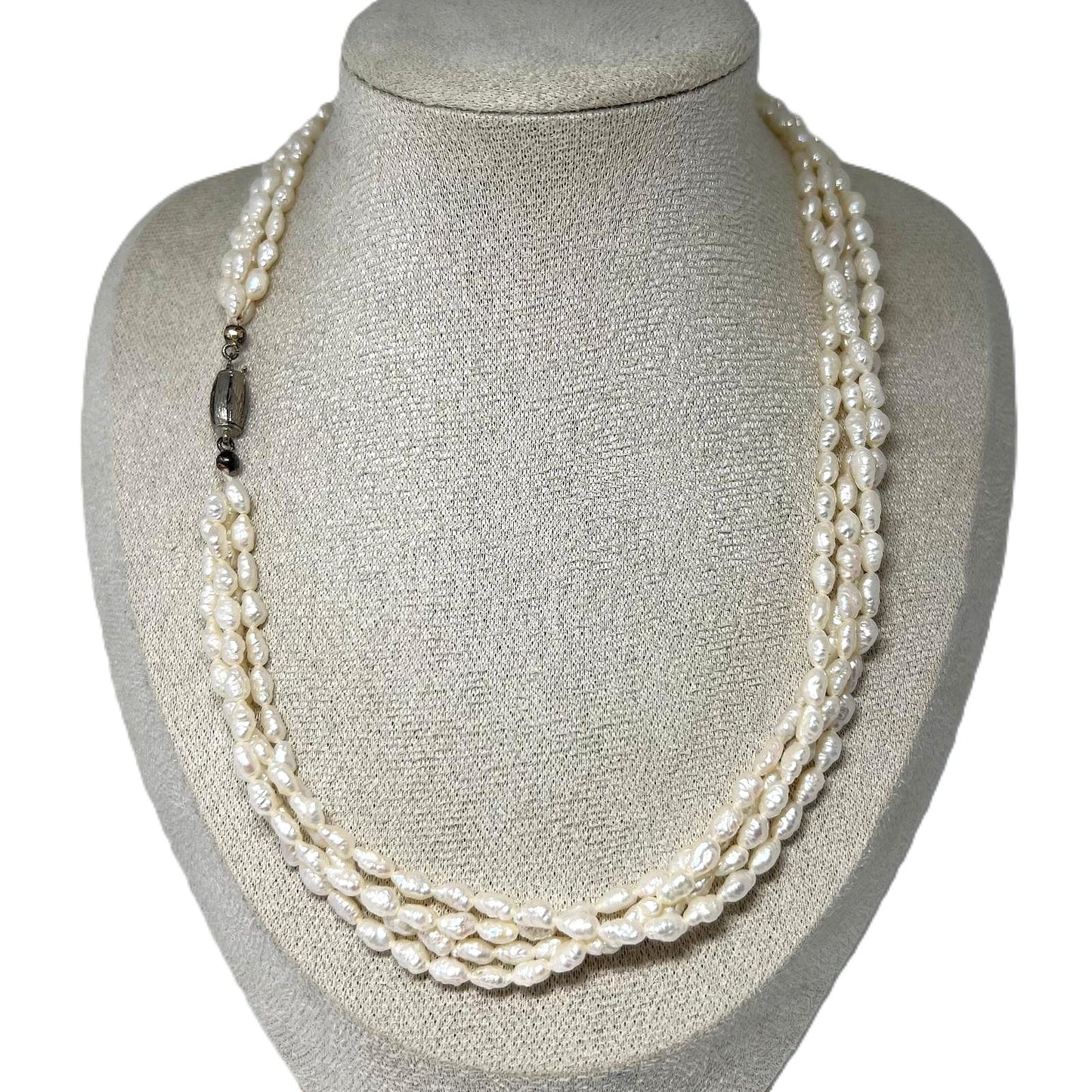 Art-Déco Collier 4-reihig mit Süßwasserperlen