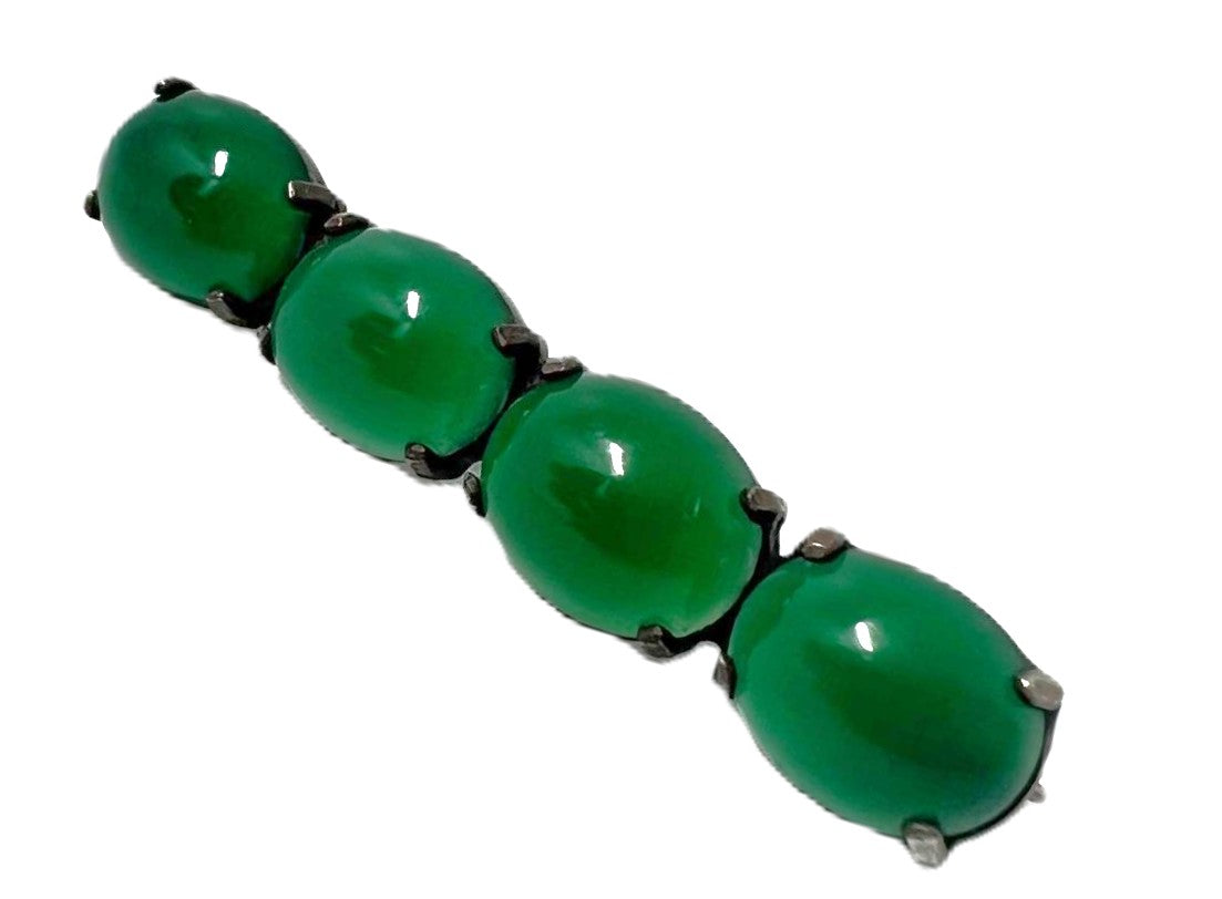 Elegante Art Déco Silberbrosche mit Chrysopras 