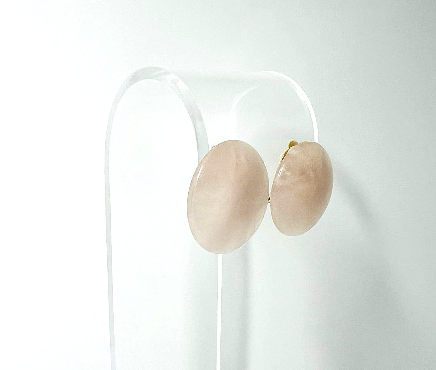 Antike Art Deco Rosenquarz Ohrclips 