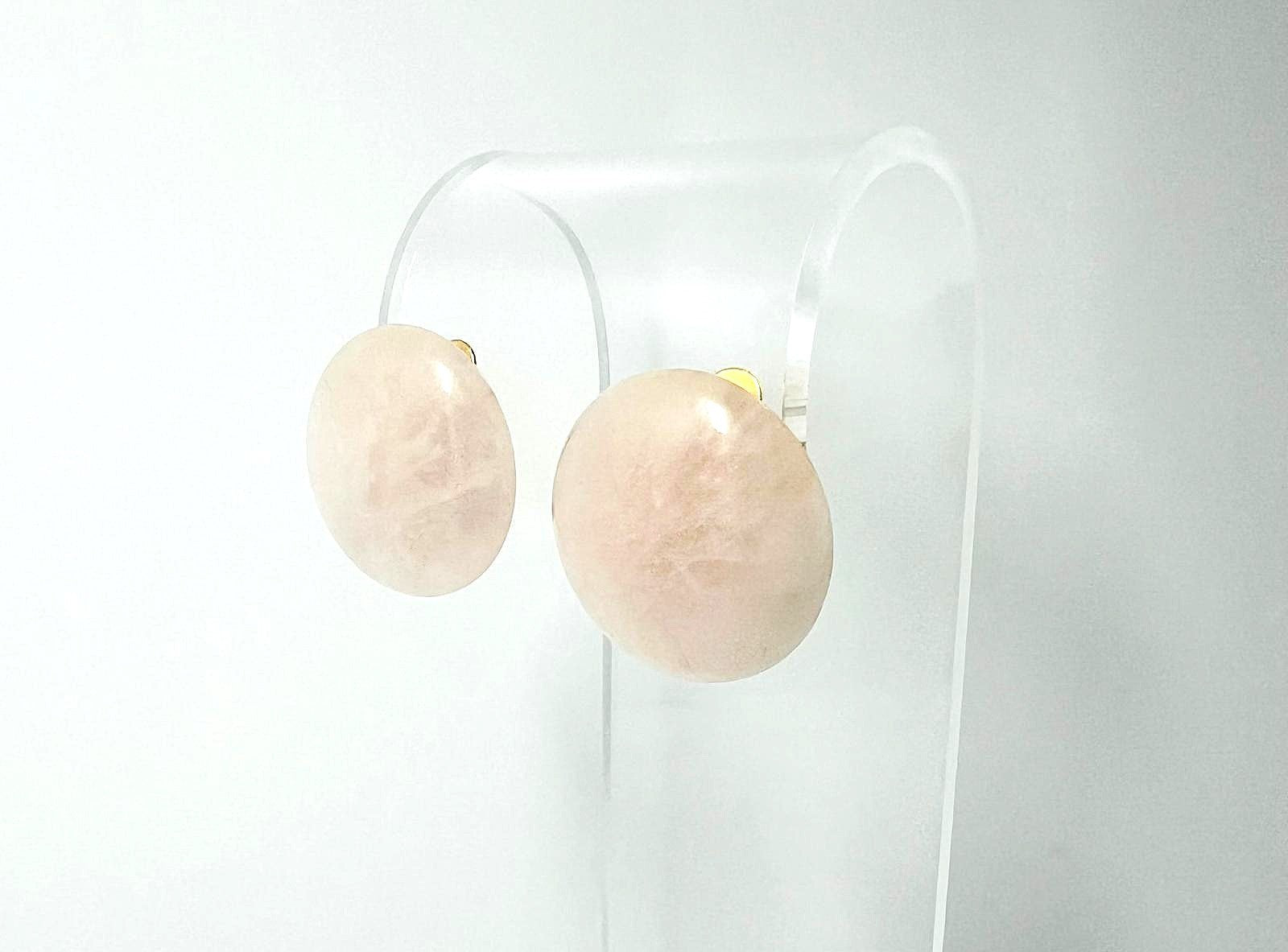 Antike Art Deco Rosenquarz Ohrclips 