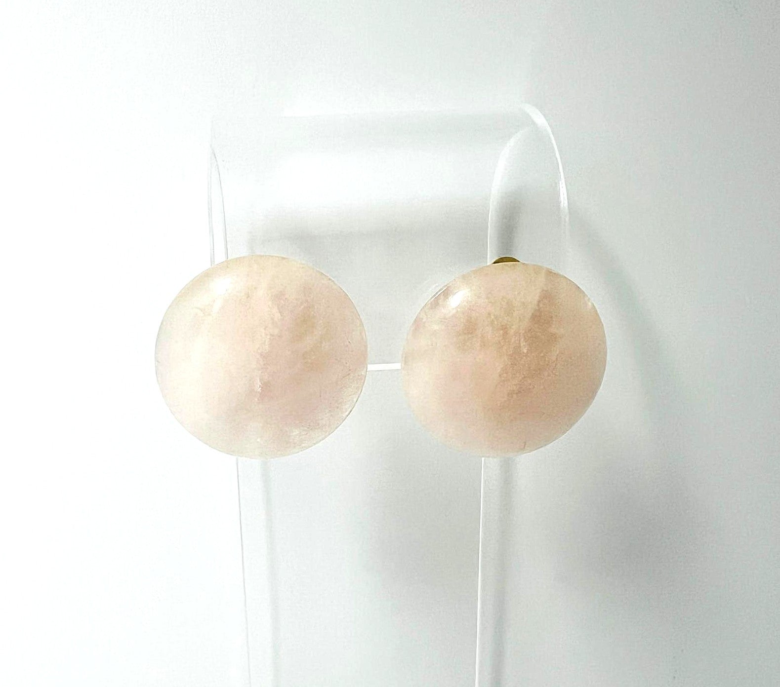 Antike Art Deco Rosenquarz Ohrclips 