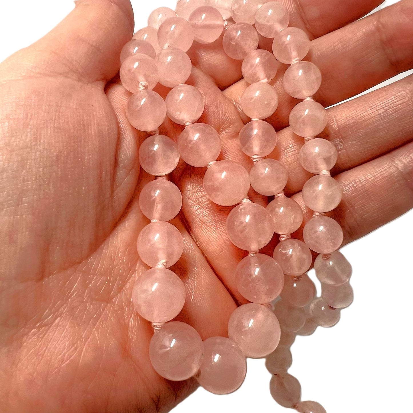 Vintage Rosenquarz Edelsteinkette 