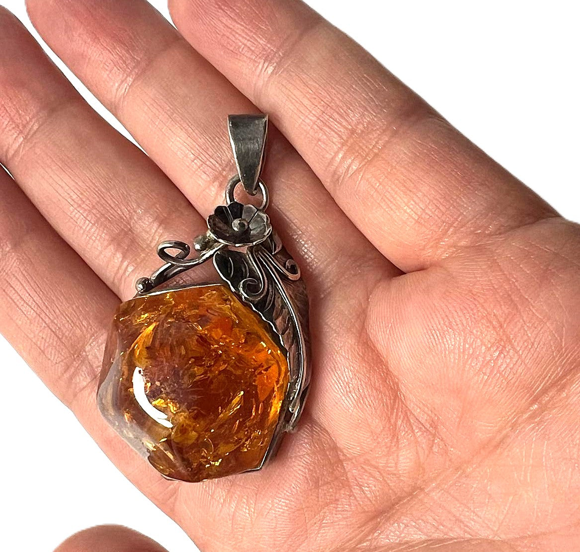 Vintage Bernstein Anhänger 925 Silber –