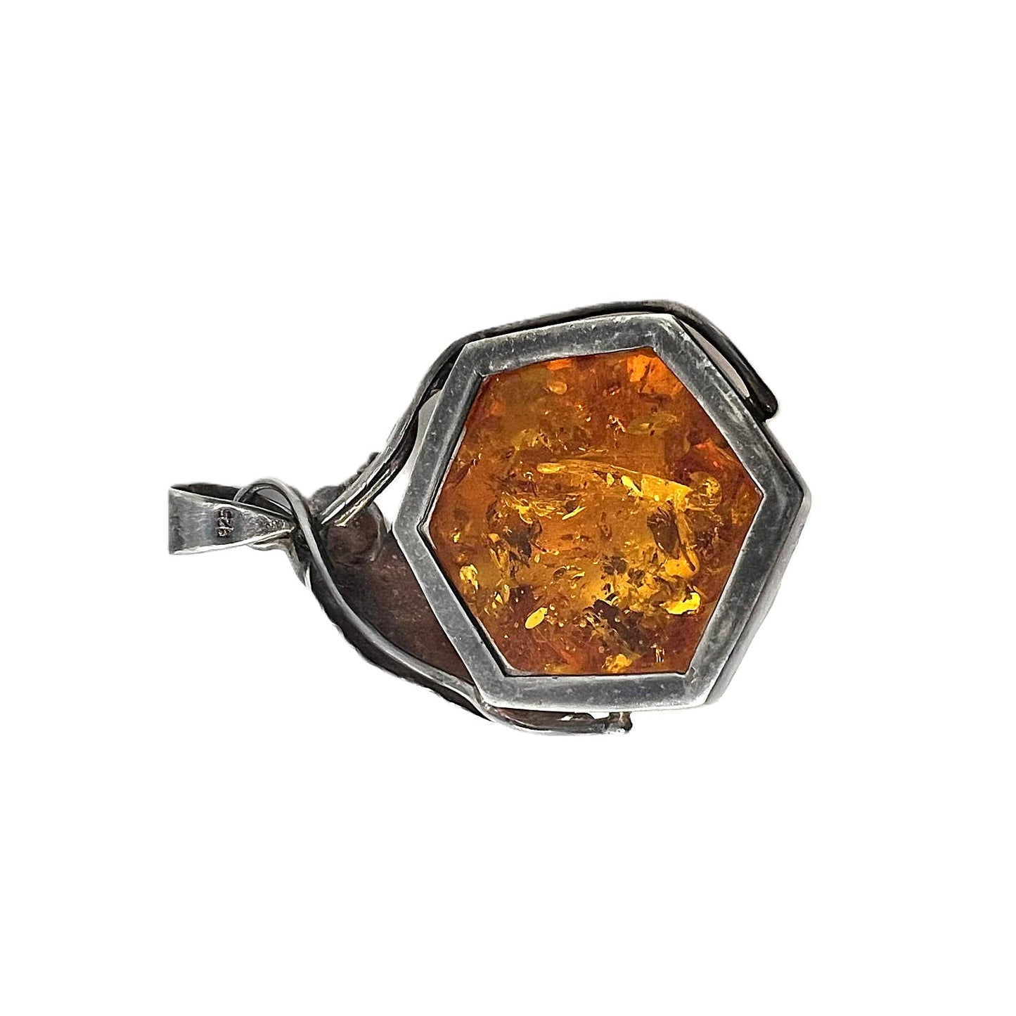 Vintage Bernstein Anhänger 925 Silber –