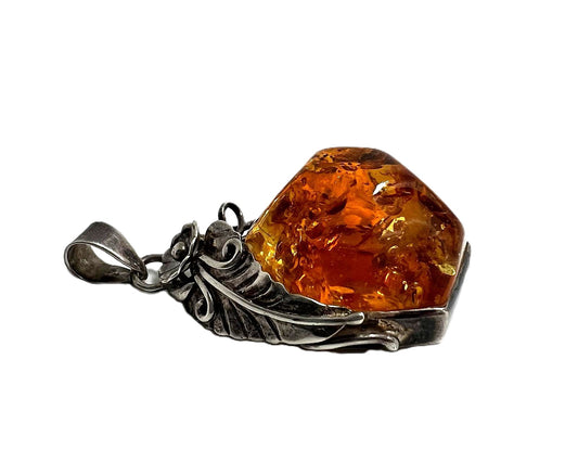 Vintage Bernstein Anhänger 925 Silber –