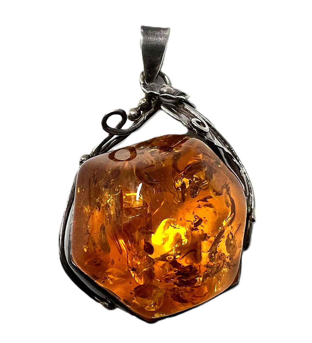 Vintage Bernstein Anhänger 925 Silber –