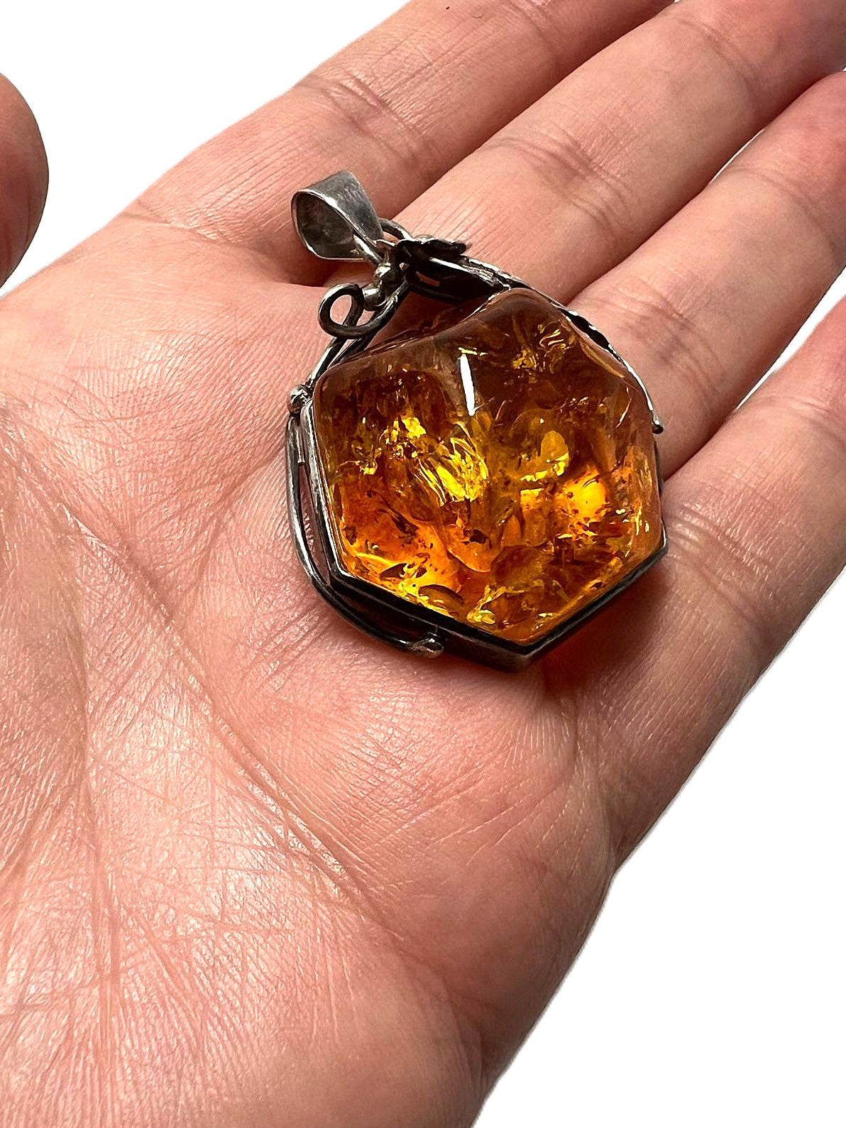 Vintage Bernstein Anhänger 925 Silber –