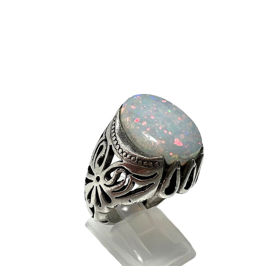  925 Silber mit großem natürlichem Opal  Ring