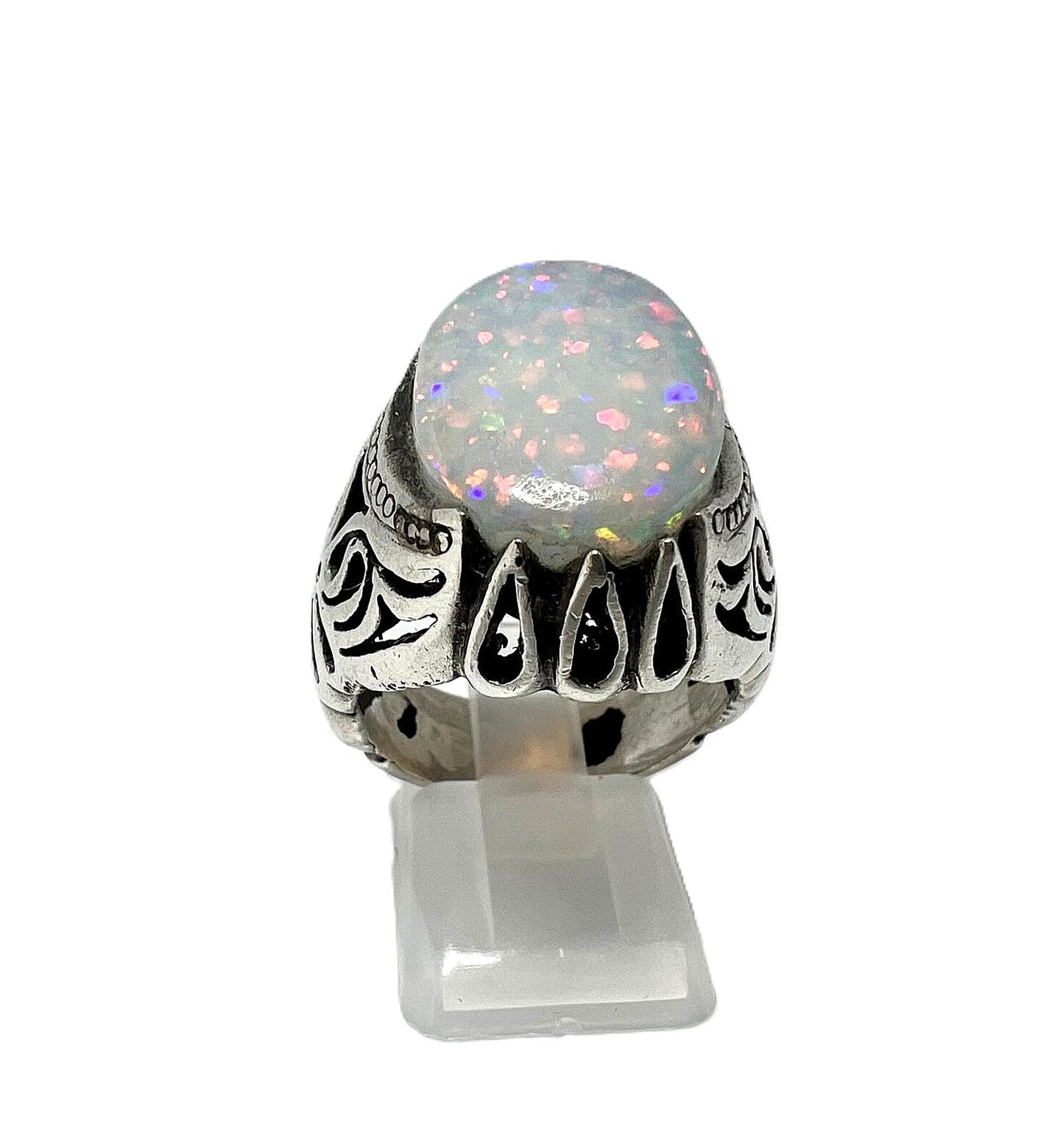  925 Silber mit großem natürlichem Opal  Ring