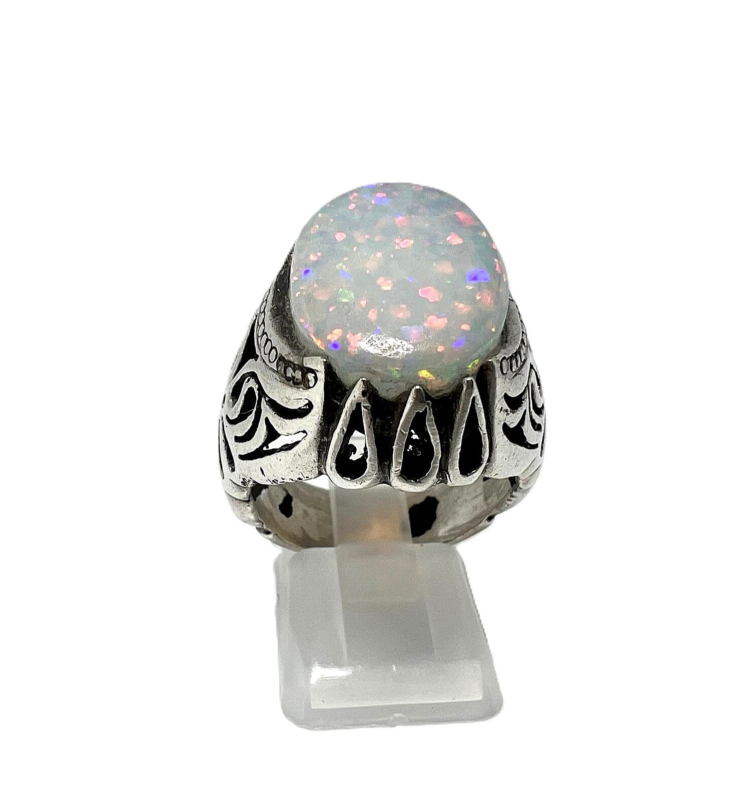  925 Silber mit großem natürlichem Opal  Ring