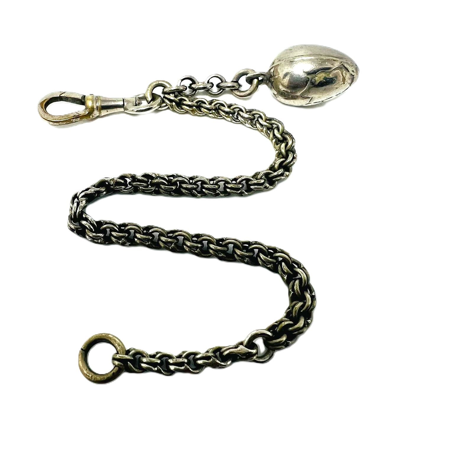 Antike versilberte Taschenuhrkette