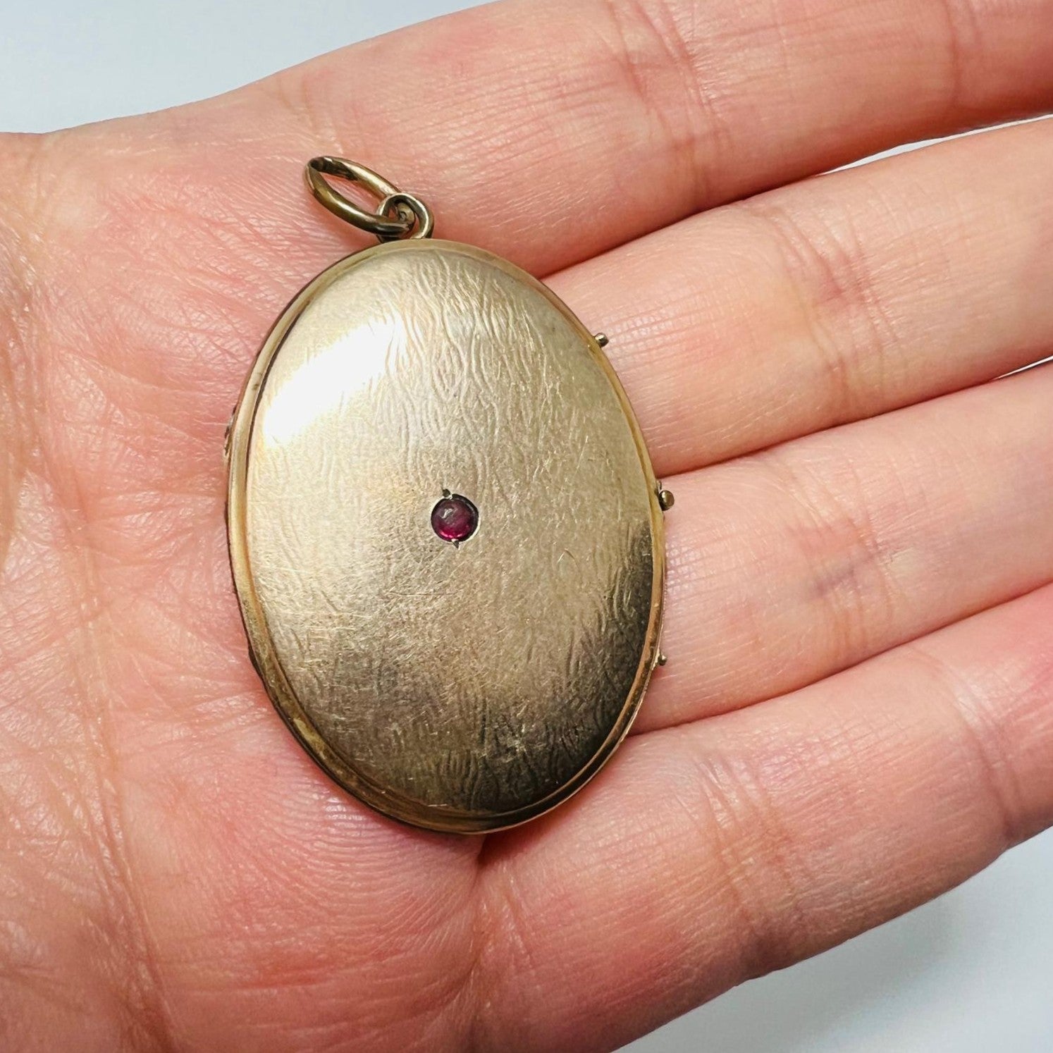 Biedermeier Tombak Granat Foto Medaillon 