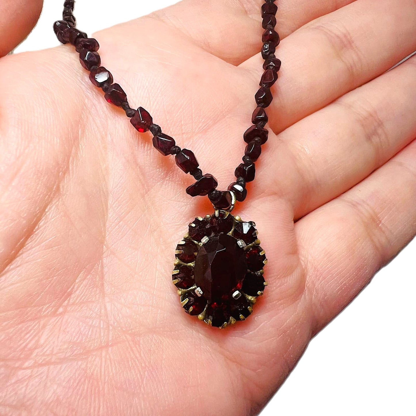 Antike Biedermeier Granat Kette