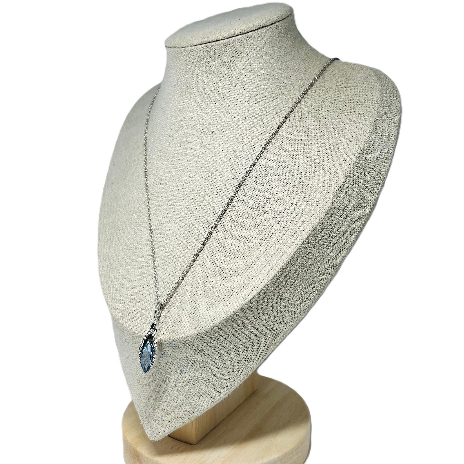 925 Silber Kette mit topasblauem Kristall