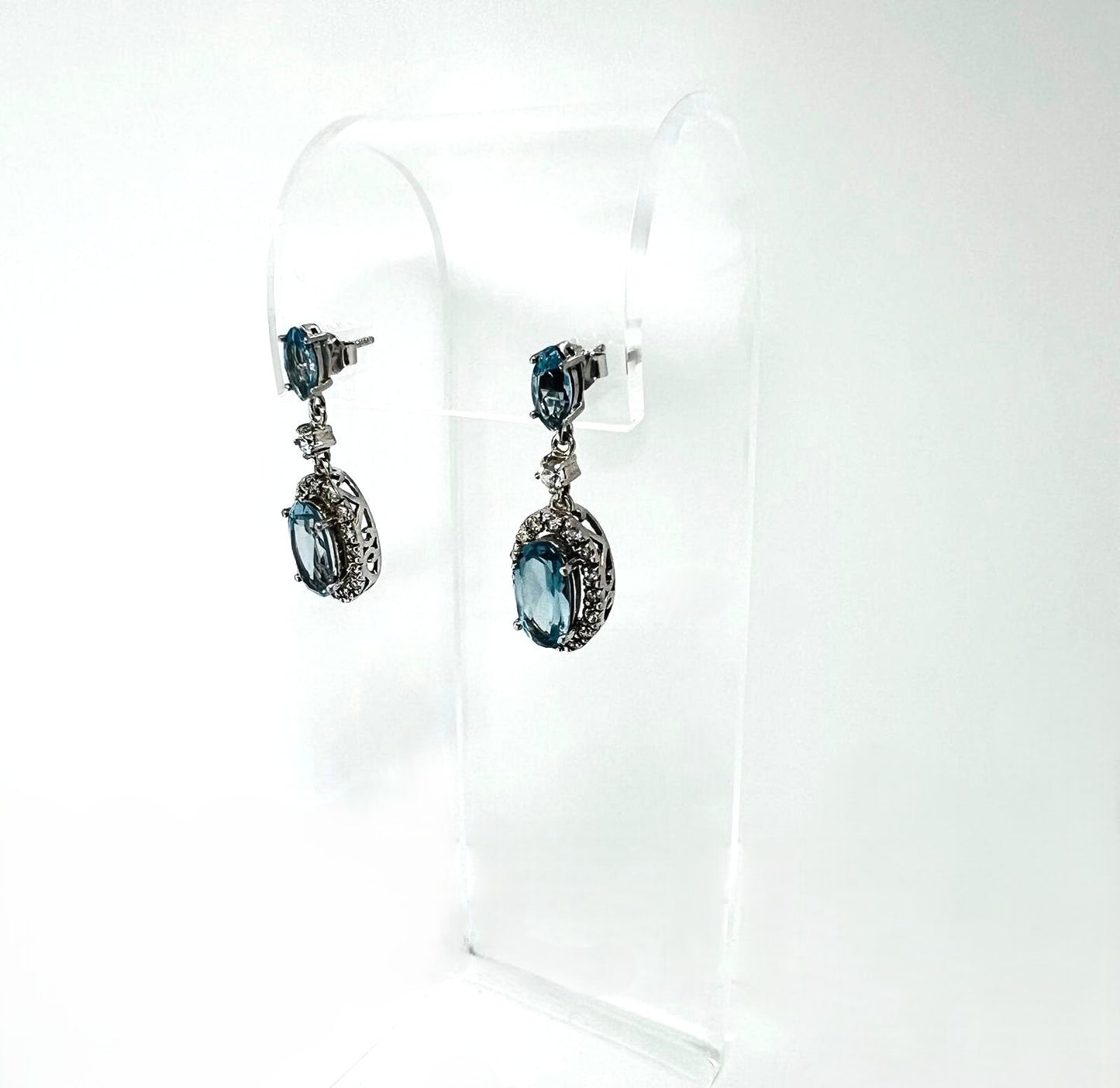 925 Silber Ohrhänger blauer Topas 